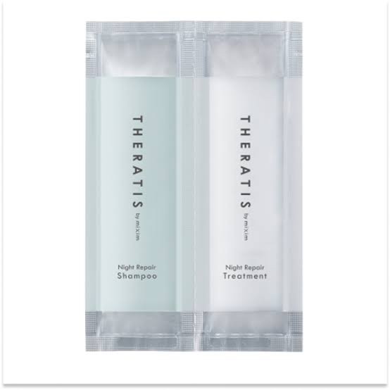 【商品】
THERATISナイトリペア シャンプー/ヘアトリートメント

沢山種類のあるシャンプーとリンス🫧
何が自分に合うのか分からない……🤔💭

そう思って、、
いろんな商品をトライアルサイズで試してみました！


結論から言うと