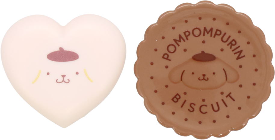 ミニおさら風マスコット付きマカロンリップクリーム いちごの香り ポムポムプリン