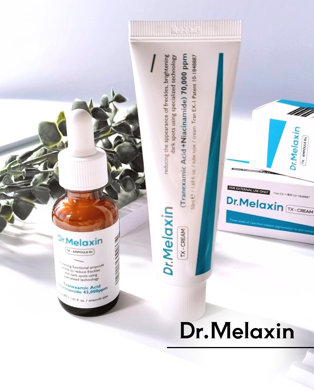 ⸜トラネキサム酸※1をナノリポソーム化した特許成分※3を高含量※2したナノトラネキサム酸※3配合！Dr.Melaxinの「TX美肌ライン」でトーンアップ※4ケア！⸝

●Dr.Melaxin
(ドクターメラクチン)

「TXアンプルRX」
