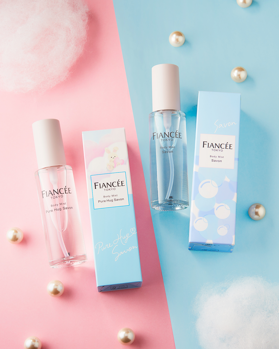 あなたはどっちのせっけんの香りが気になる？🫧

フィアンセのせっけんシリーズに、待望の新製品が登場！
好みやシーンに合わせて、2つの香りから選べるようになりました🤍

「ピュアハグサボン」は、ふわっと甘いミルキーな香り。
リラックスした