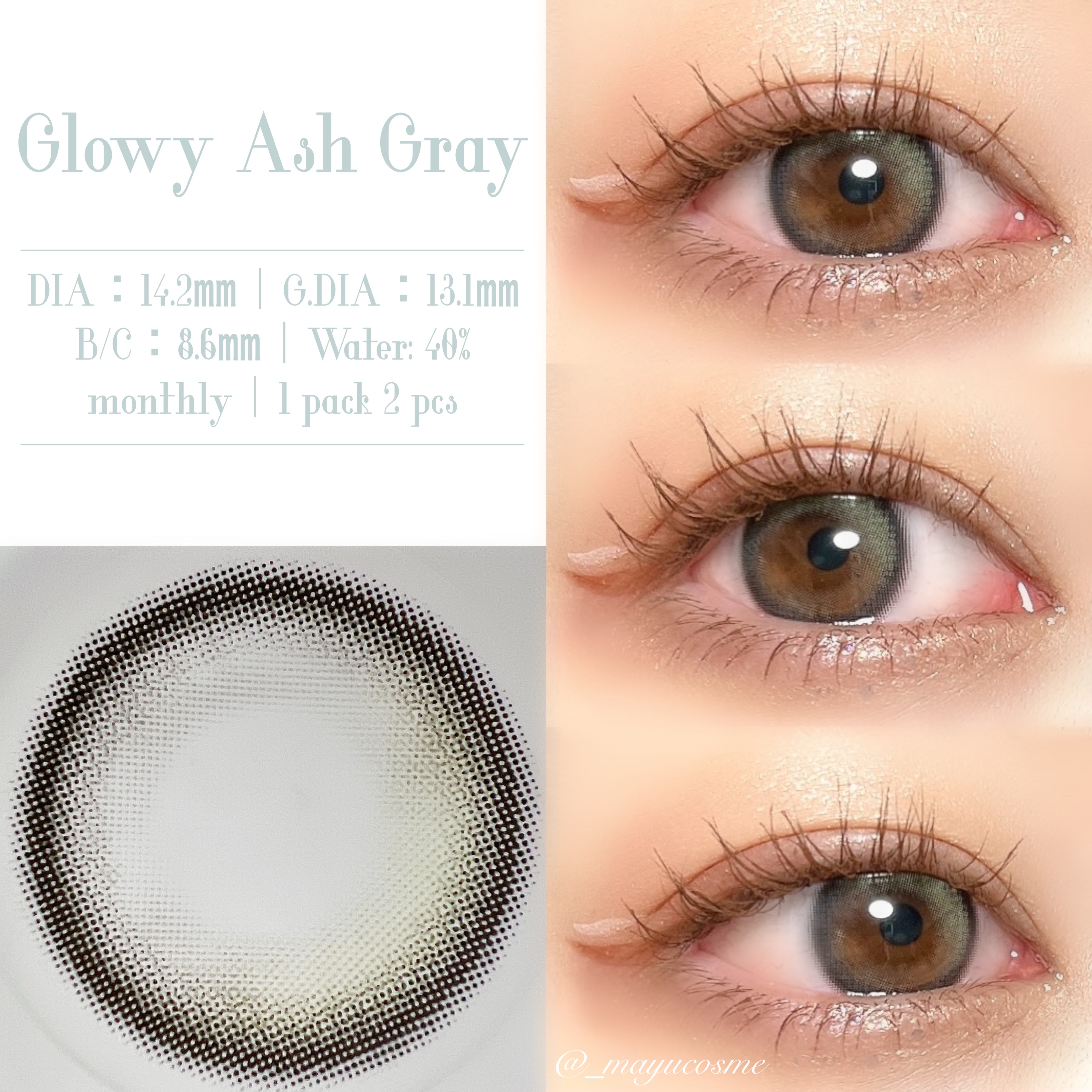 Double Tint 1month グレー/OLENS/カラーコンタクトレンズを使ったクチコミ（3枚目）