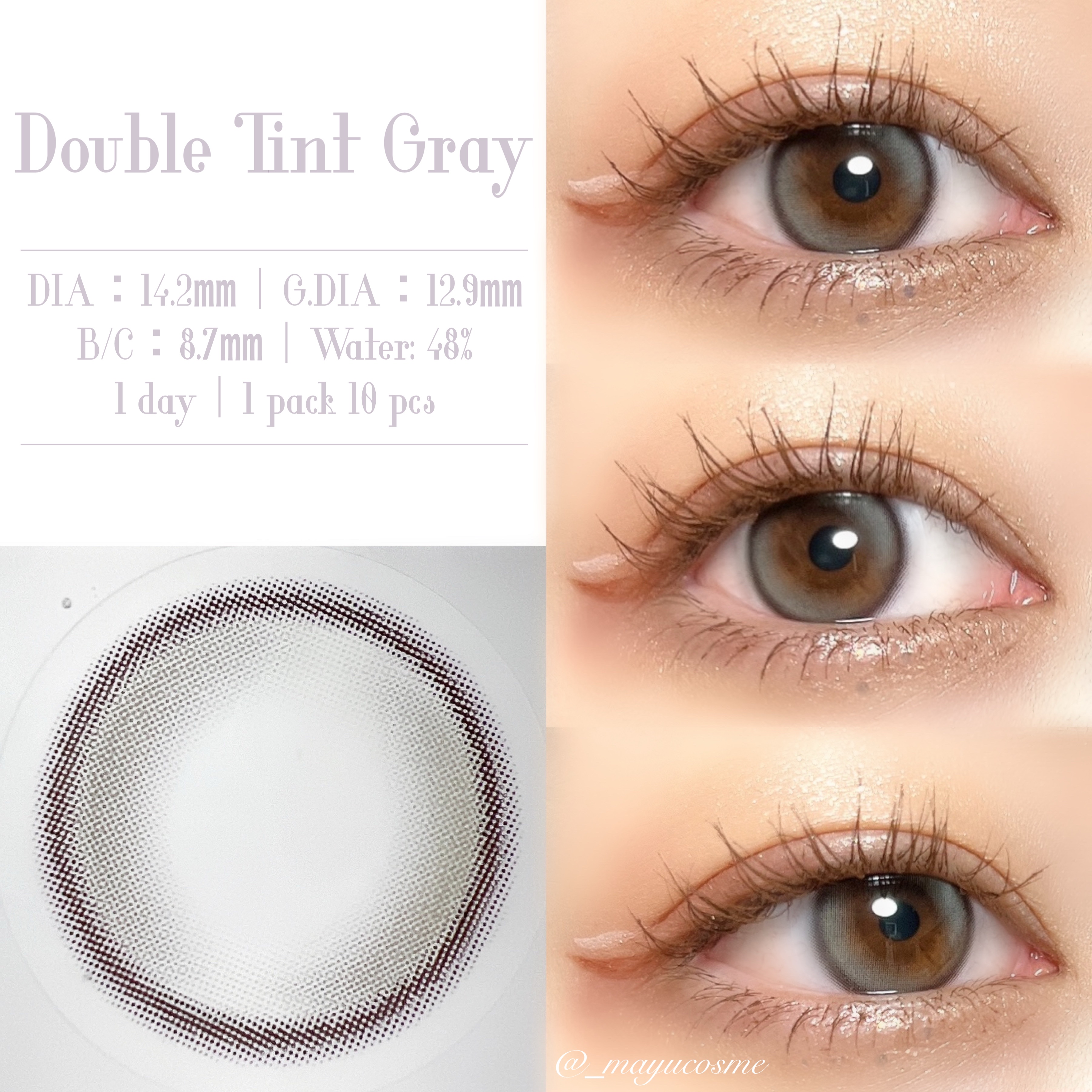 Double Tint 1month グレー/OLENS/カラーコンタクトレンズを使ったクチコミ（2枚目）