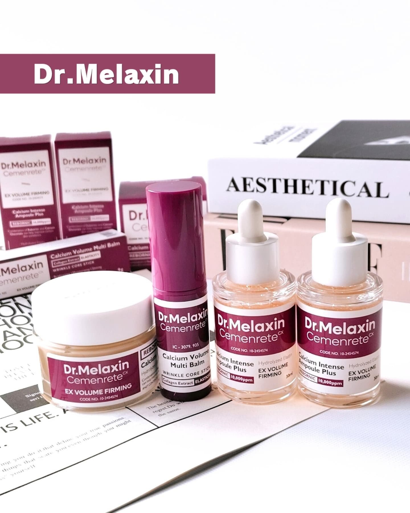 ⸜たるんだ目元、痩せた目元、くぼんだ目元にドクターメラクチンのセメンリトカルシウムライン！カルシウム※1配合の大容量のアンプル、クリーム、マルチバームのライン使いでしっかり目元ケア！⸝
　
　
●Dr.Melaxin
(ドクターメラクチン)