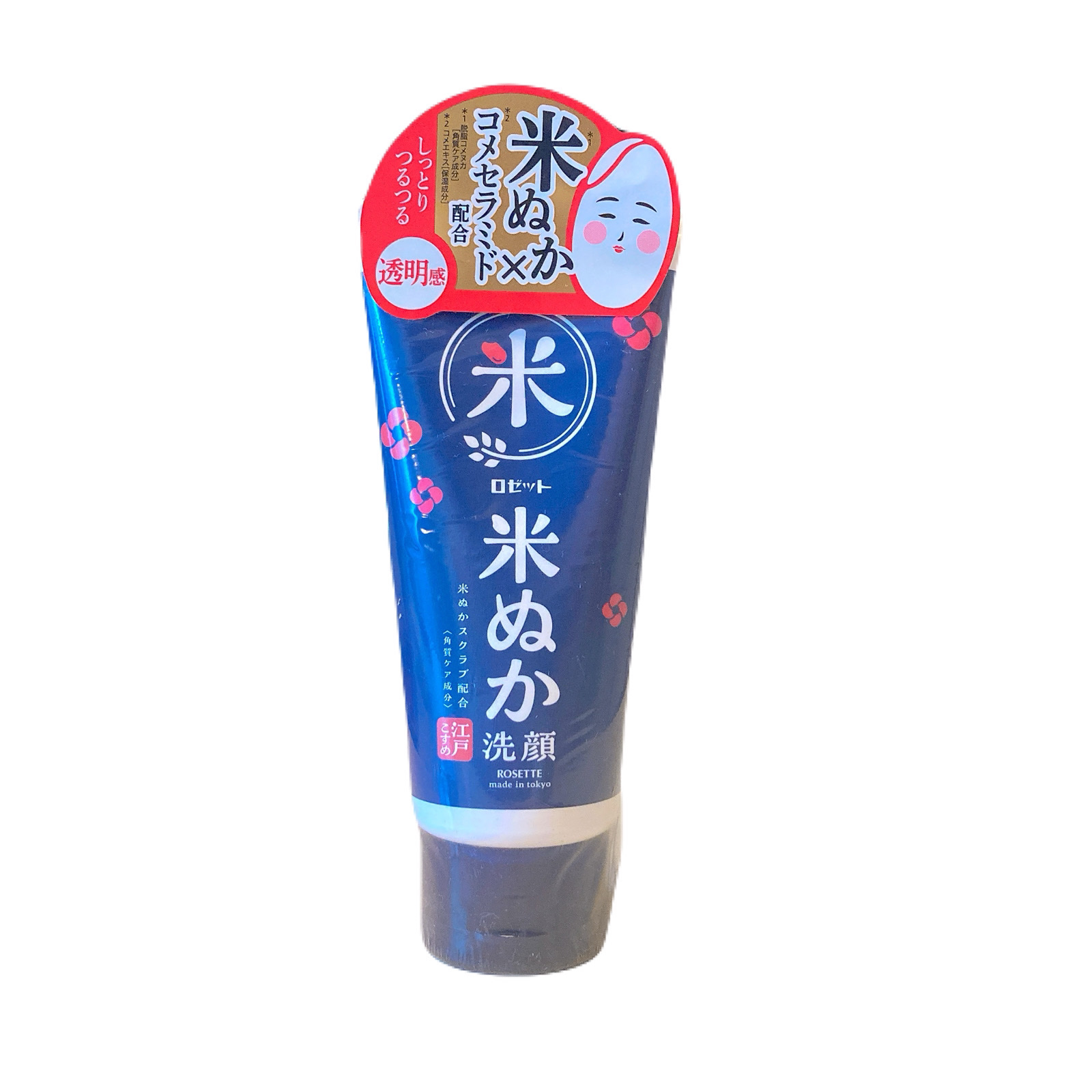 ［商品名］
ロゼット
江戸こすめ　米ぬか洗顔

［商品詳細］
米ぬかスクラブ*1で、古い角質によるくすみや毛穴汚れをやさしくオフ。米由来のうるおい成分*2を配合したふかふか泡で、しっとりうるおう洗い上がり。江戸から伝わる米ぬか美容で、透明感