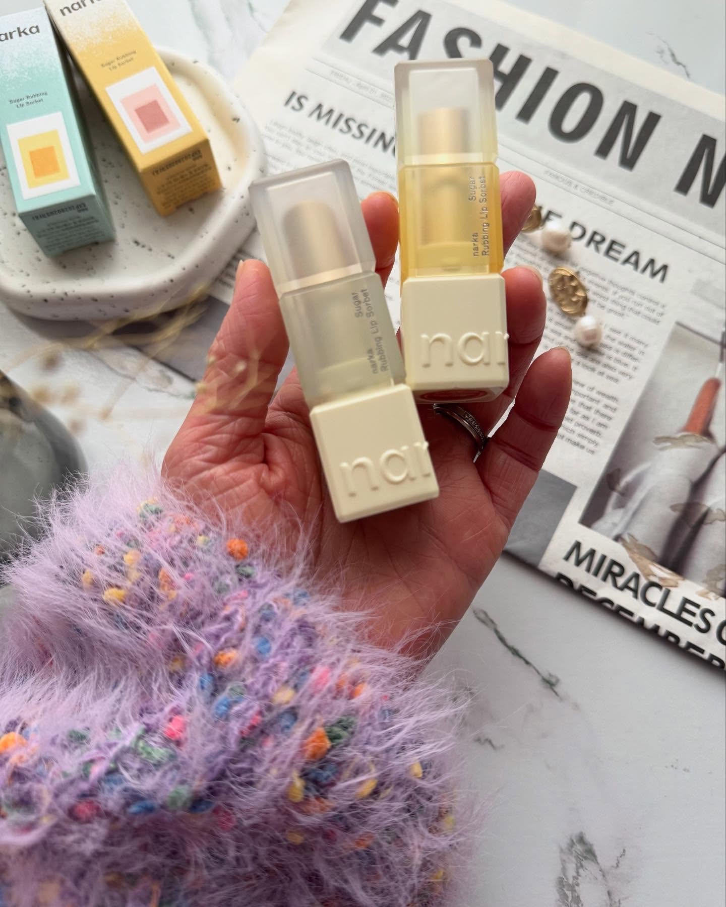 シュガーラビングリップソルベ/narka/リップスクラブを使ったクチコミ（2枚目）