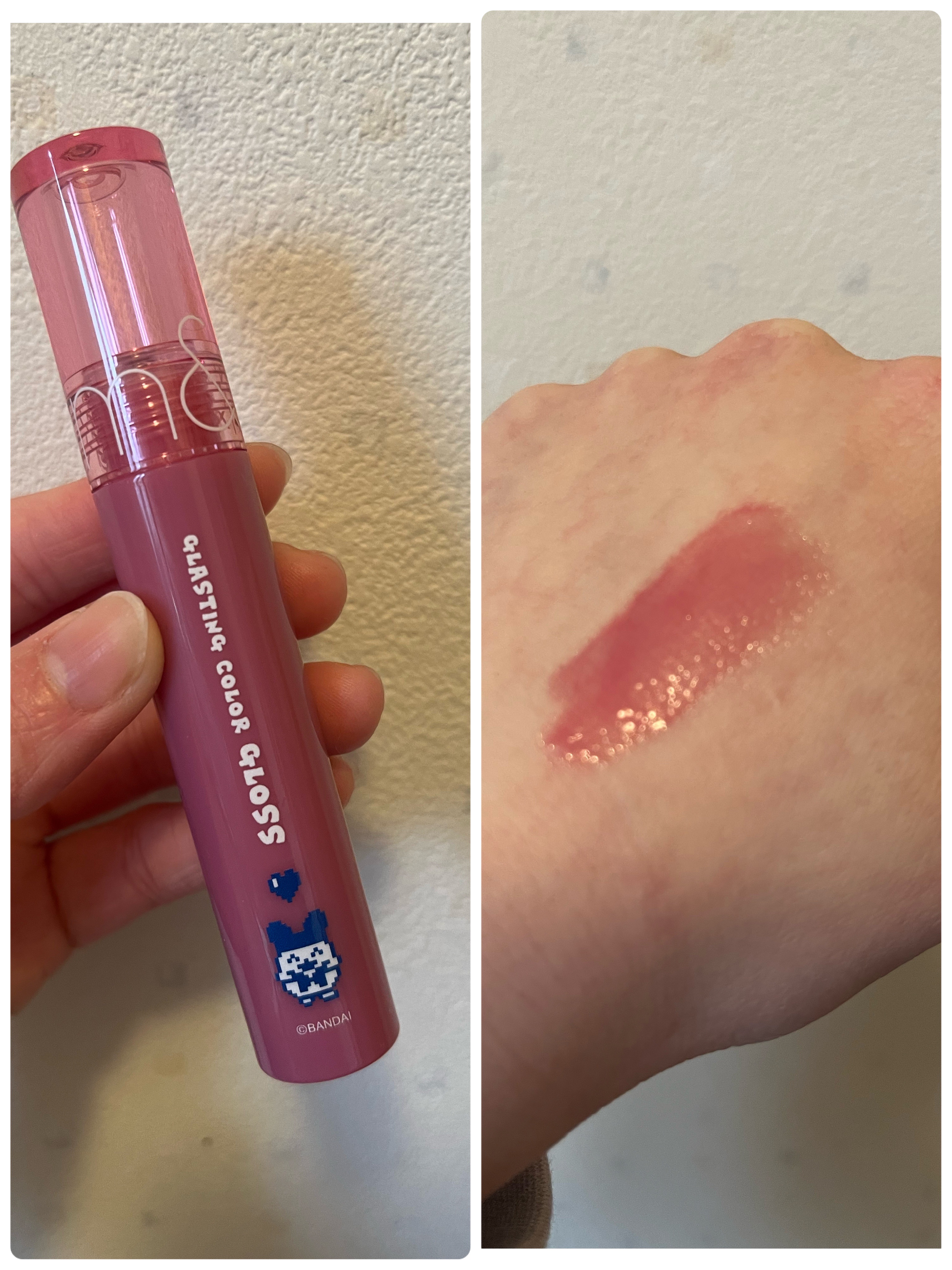 グラスティングカラーグロス 04（『たまごっち』デザイン）/rom&nd/リップグロスを使ったクチコミ（2枚目）