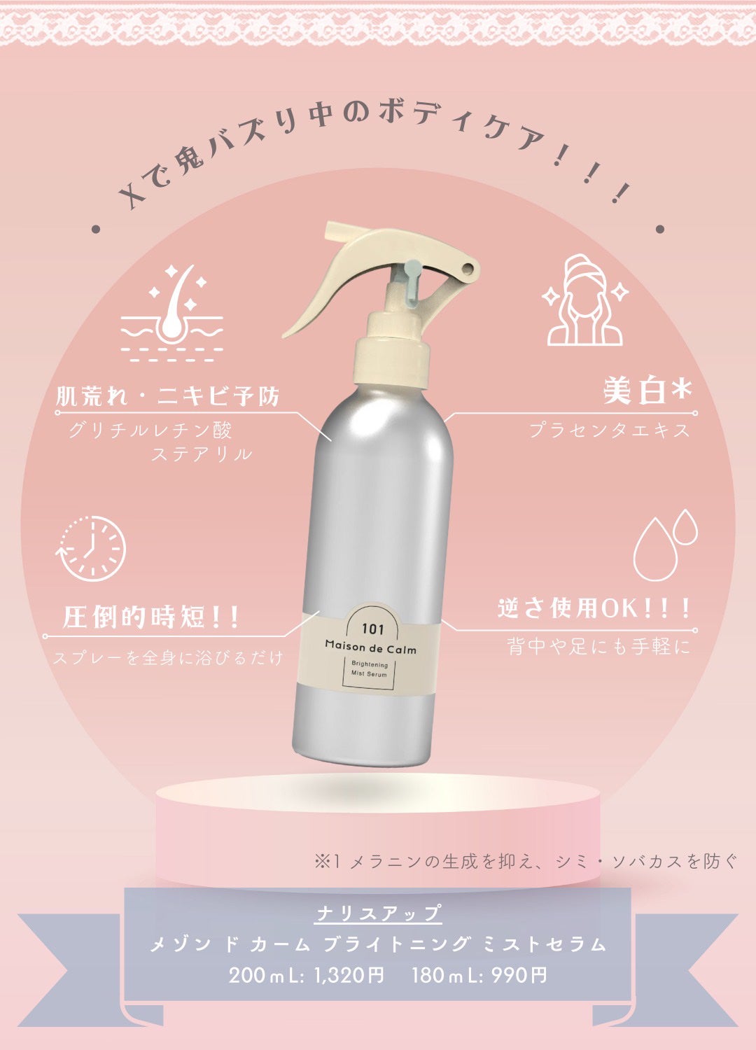 メゾン ド カーム ブライトニング ミストセラム/ナリスアップ/ボディローションを使ったクチコミ(2枚目)