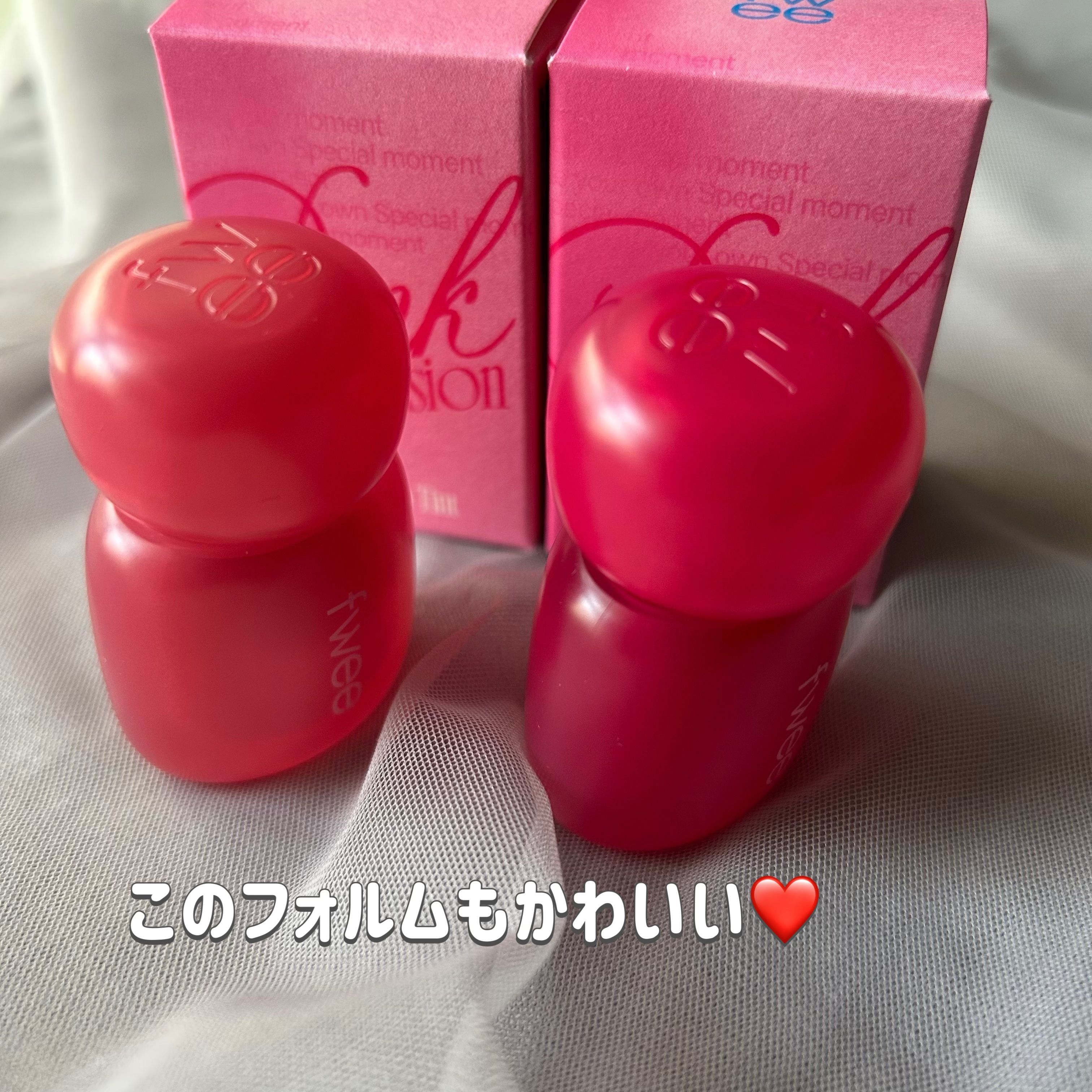 フィー ピンクオブセッションステイフィットティント M10 ハートピンク/fwee/リップティントを使ったクチコミ（2枚目）