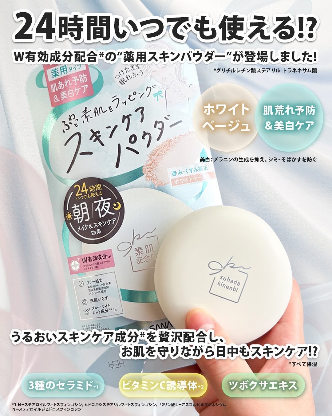 サナ 素肌記念日 薬用スキンケアパウダー ACホワイト【医薬部外品】/素肌記念日/プレストパウダーを使ったクチコミ(2枚目)