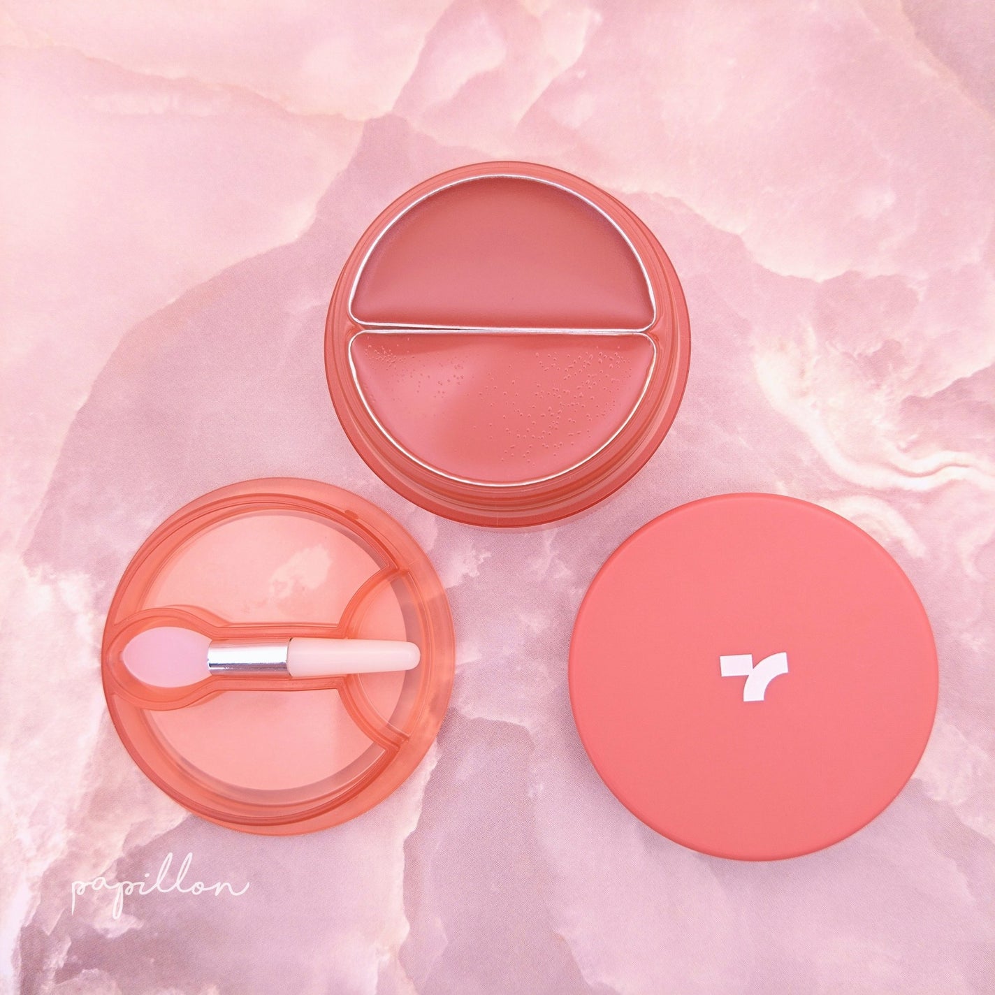 チークトーン リップ&チーク デュオバーム/TONYMOLY/口紅を使ったクチコミ(3枚目)