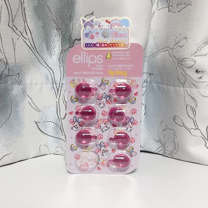 【サンリオ限定デザイン】ellips（エリップス）ヘアオイル シートタイプ8粒 （ピンク／ローズ＆グリーンの香り）マイメロ/ellips/ヘアオイルを使ったクチコミ（1枚目）