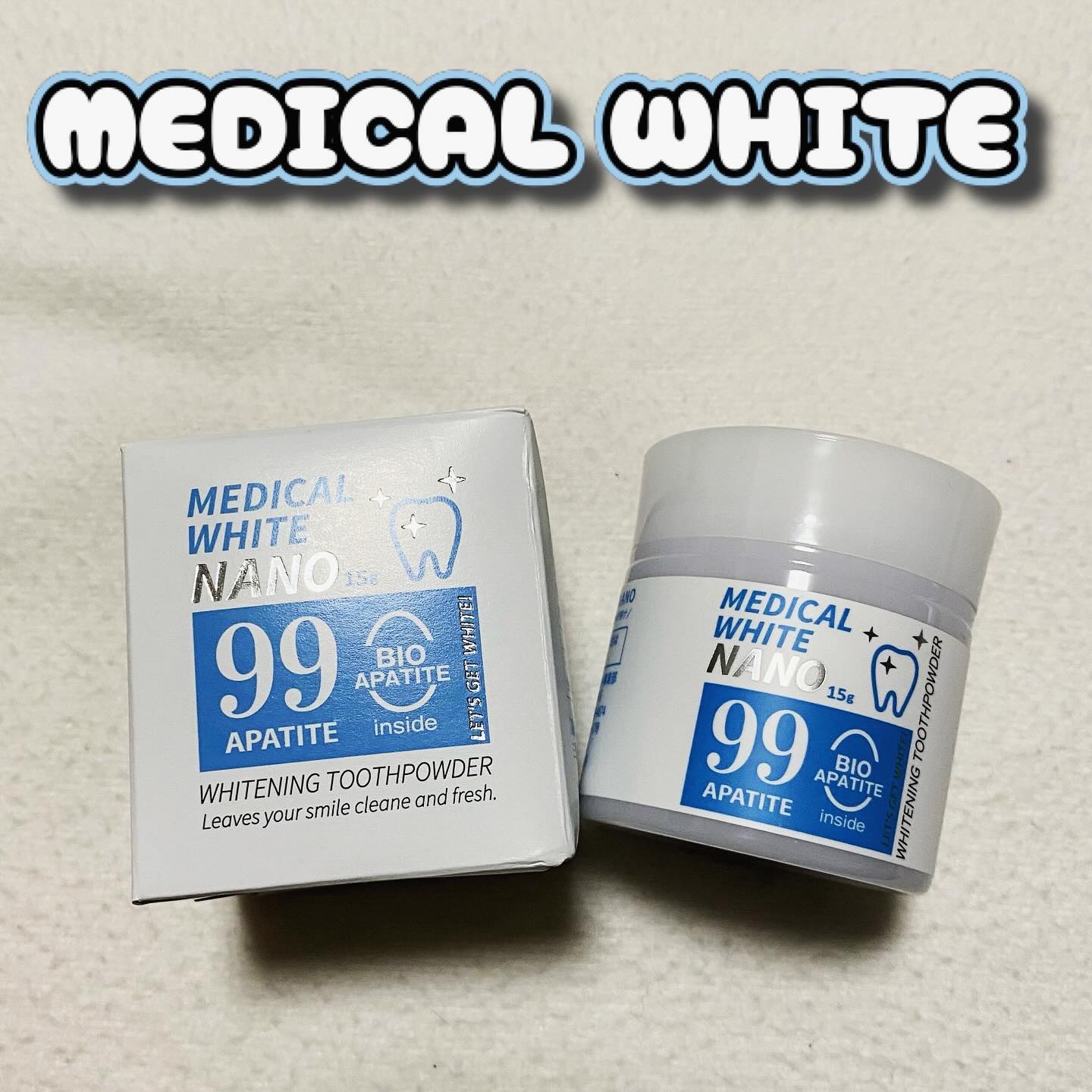 メディカルホワイトナノ99

@medical_tp200

+——————————–+

天然由来の美白成分で白い歯へ✨

📝Point
▷通常の1/10のサイズの粒子で歯の表面の隅々まで行き届く
▷ 虫歯の原因となる 歯垢を絡めとり、