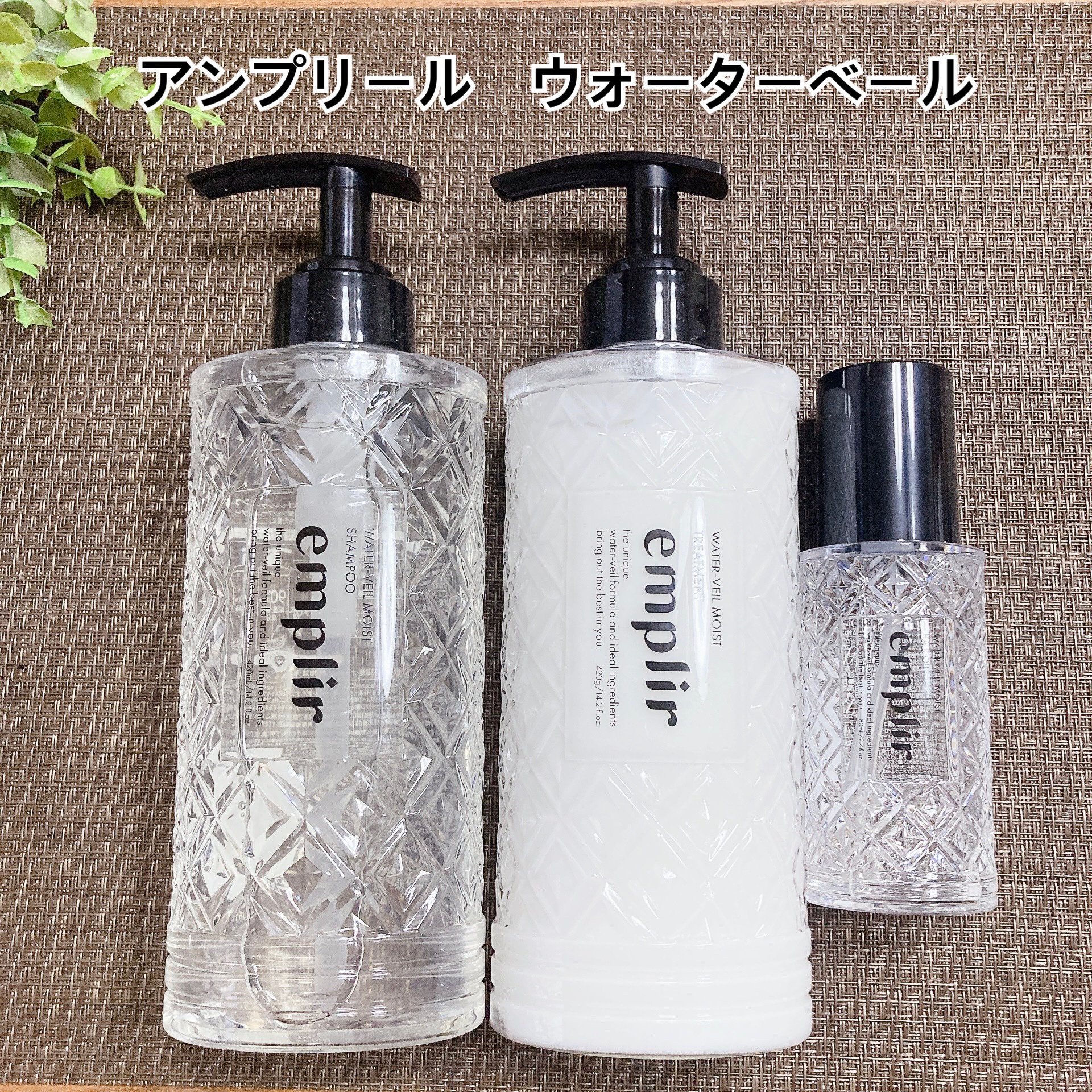 ウォーターベール　モイストシャンプー／トリートメント シャンプー本体420ml/emplir/市販シャンプーを使ったクチコミ（1枚目）