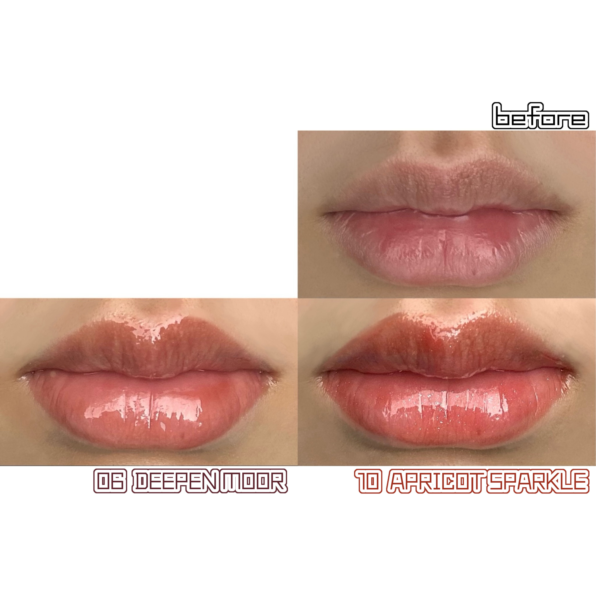 グラスティングカラーグロス 10 APRICOT SPARKLE (アプリコットスパークル)/rom&nd/リップグロスを使ったクチコミ（2枚目）