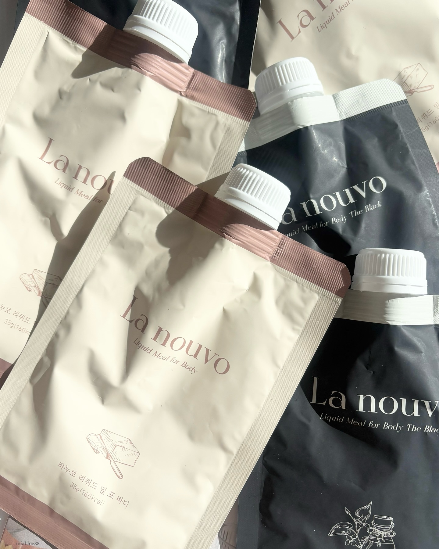 ラヌボ 韓国 美容プロテイン シェイク 黒ごま味/La nouvo/その他プロテインを使ったクチコミ（2枚目）