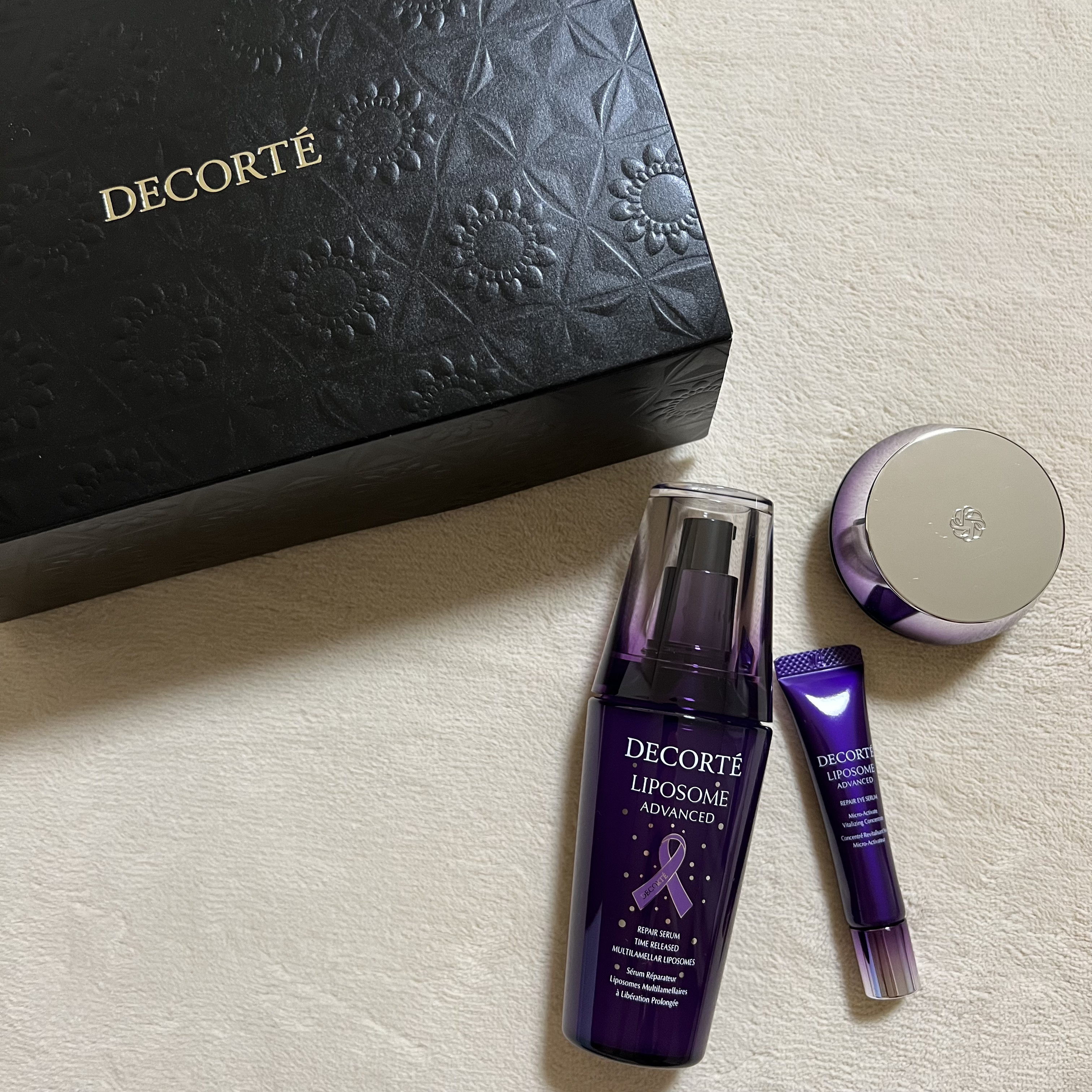 コスメデコルテ リポソーム アドバンスト リペアクリーム パープルリボン セット 2024/DECORTÉ/スキンケアキットを使ったクチコミ（1枚目）