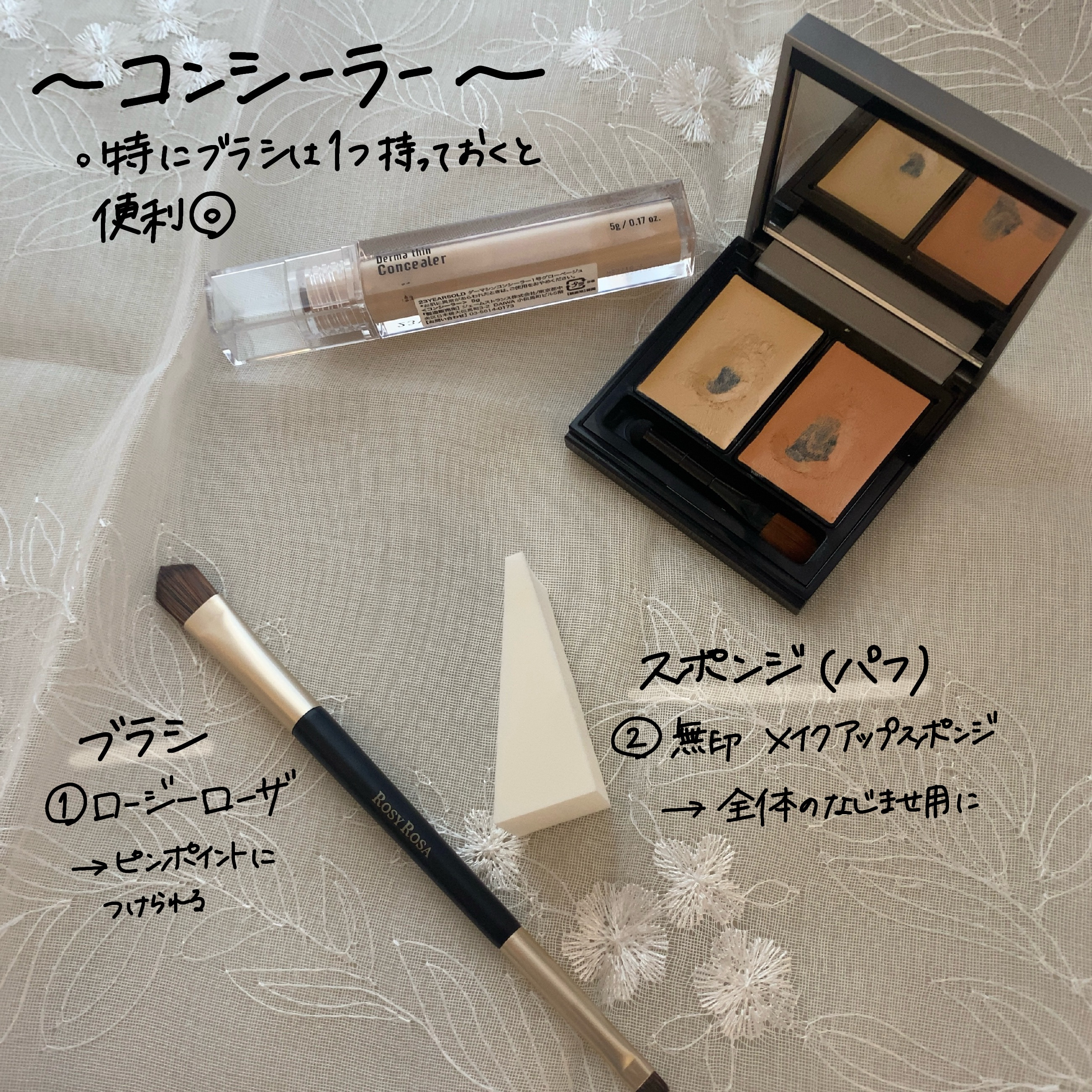 ダブルエンドコンシーラーブラシ/ロージーローザ/メイクブラシを使ったクチコミ（2枚目）