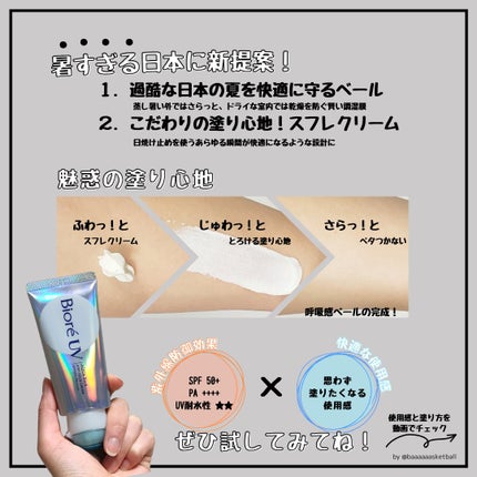 アクアリッチ エアリーホールドクリーム(呼吸感ベールUV)/ビオレ/日焼け止めクリームを使ったクチコミ(2枚目)