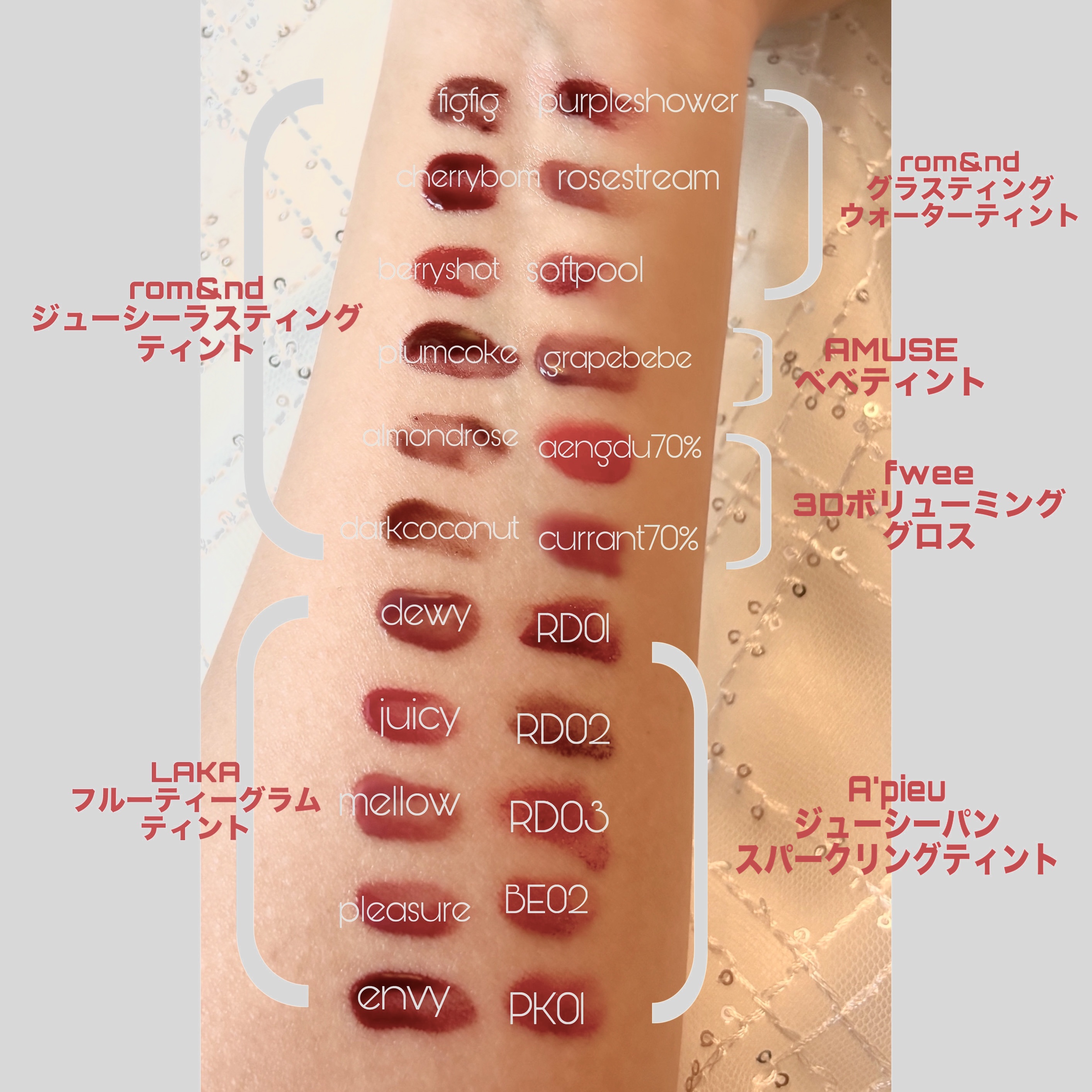 ジューシーラスティングティント/rom&nd/リップティントを使ったクチコミ（2枚目）