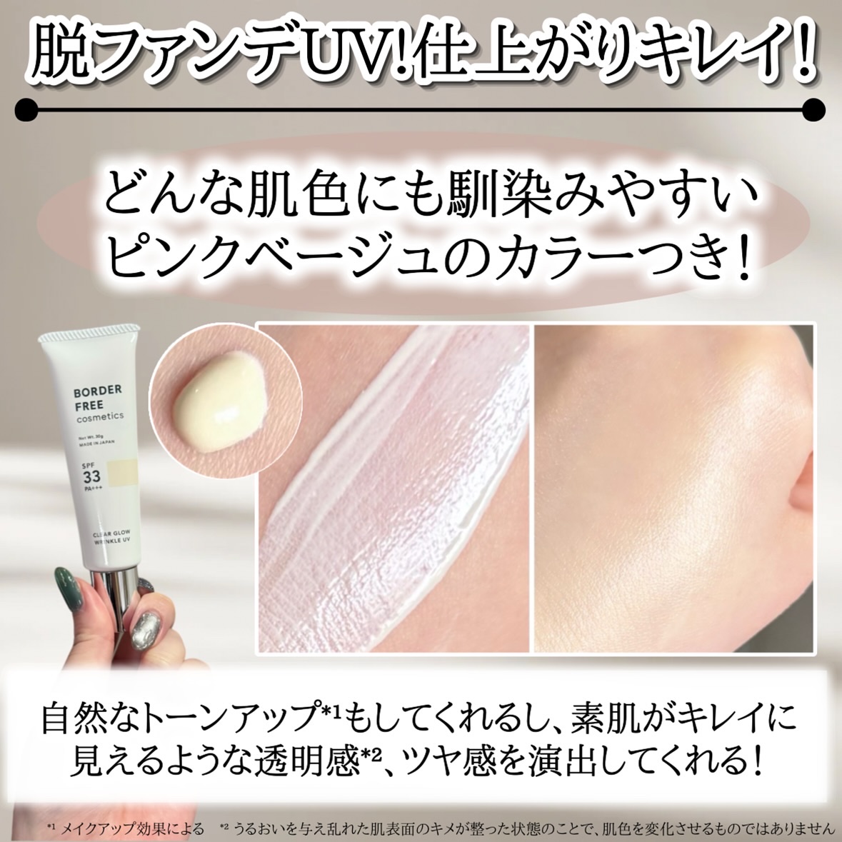 クリアグロウリンクルUV/BORDER FREE cosmetics/日焼け止め・UVケアを使ったクチコミ（3枚目）