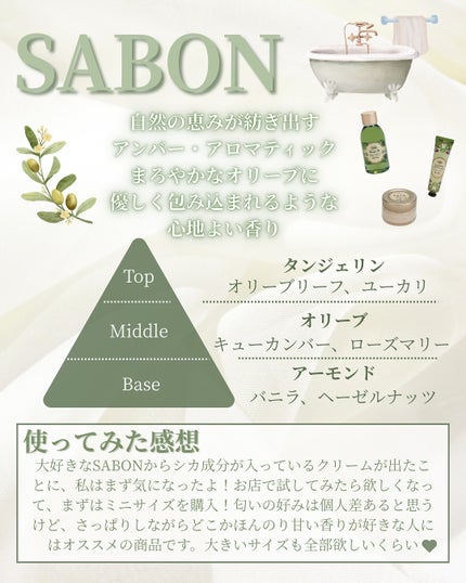ウェルカムキット オリーブ・ブリス/SABON/トライアルキットを使ったクチコミ(4枚目)