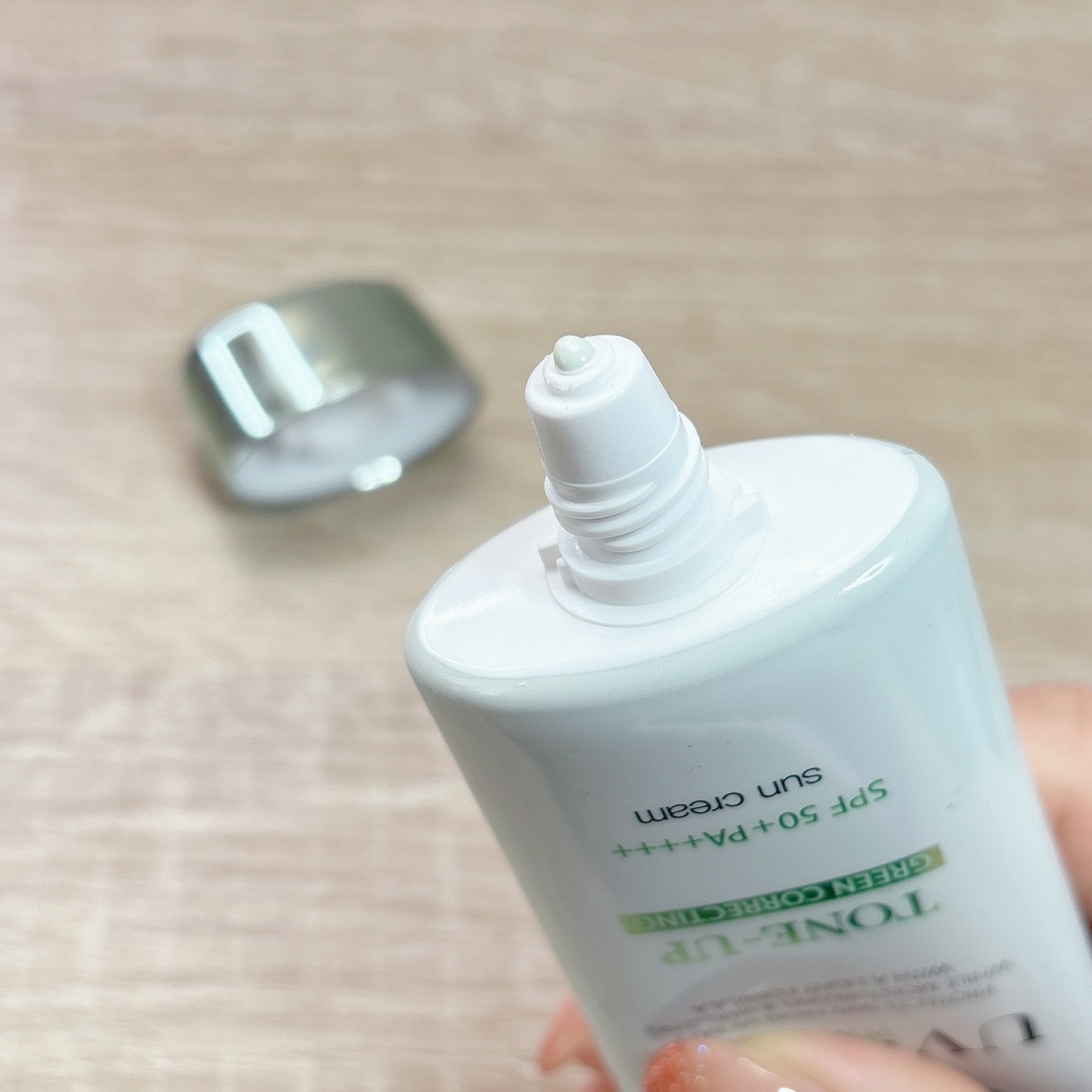 クリーンティーツリーリポソームトーンアップサンクリーム（グリーン）/ダルバ/日焼け止めクリームを使ったクチコミ（3枚目）