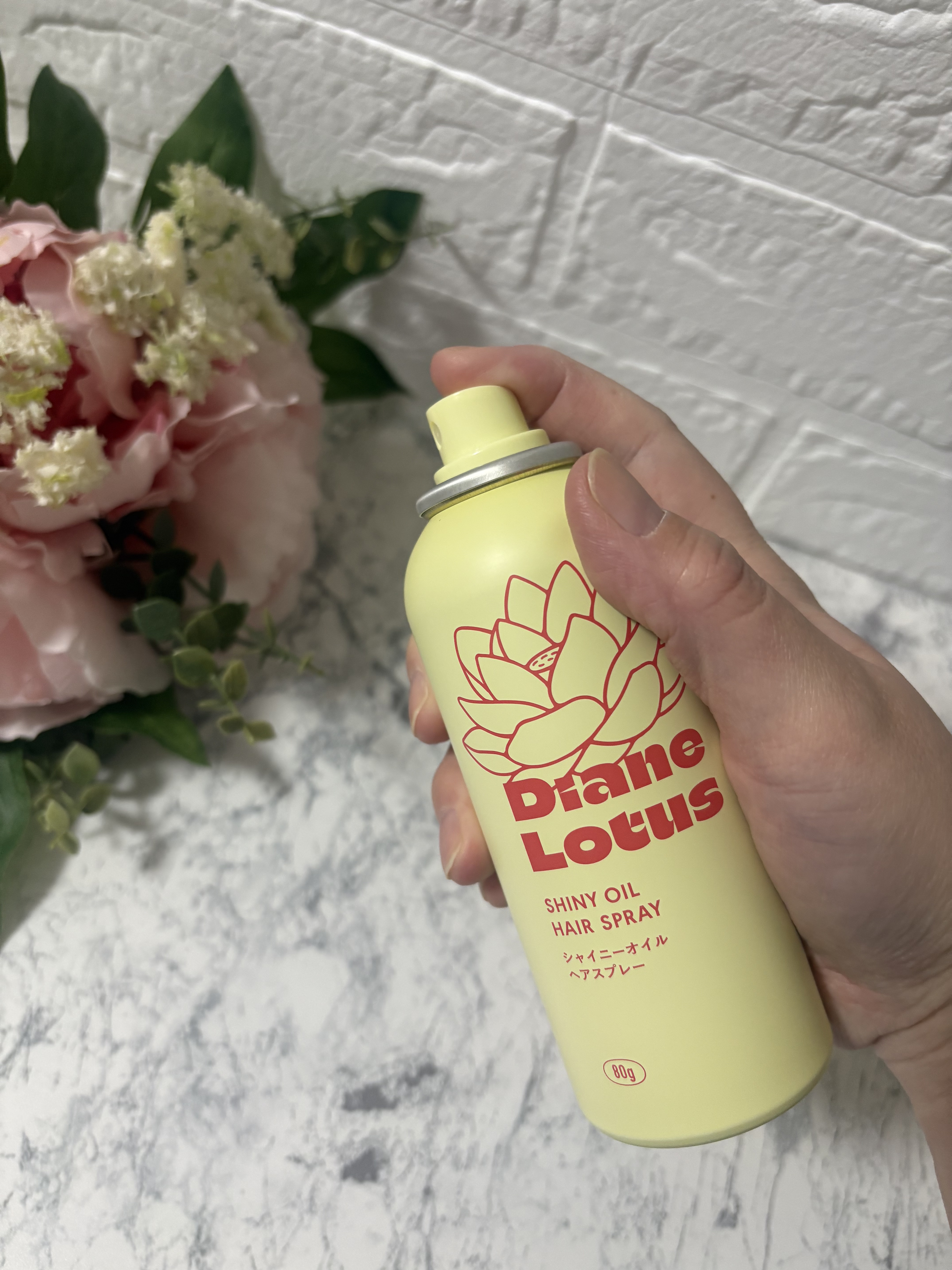 ロータス シャイニーオイル ヘアスプレー ピーチ＆ホワイトティーの香り/ダイアン/ヘアスプレーを使ったクチコミ（3枚目）