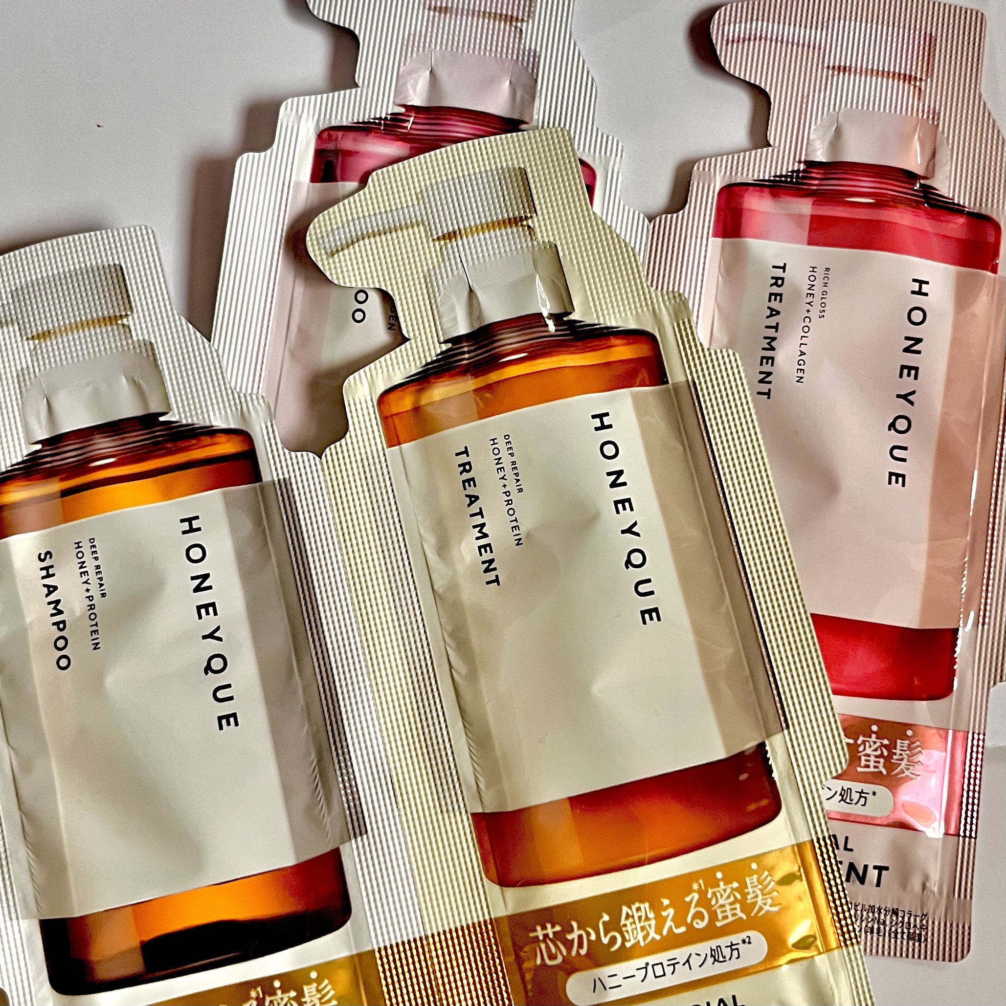 リッチグロス シャンプー シャイニー／ヘアトリートメント シャイニー 1DAYトライアル(シャンプー10ml＋ヘアトリートメント10ml)/ハニーク/市販シャンプーを使ったクチコミ（1枚目）