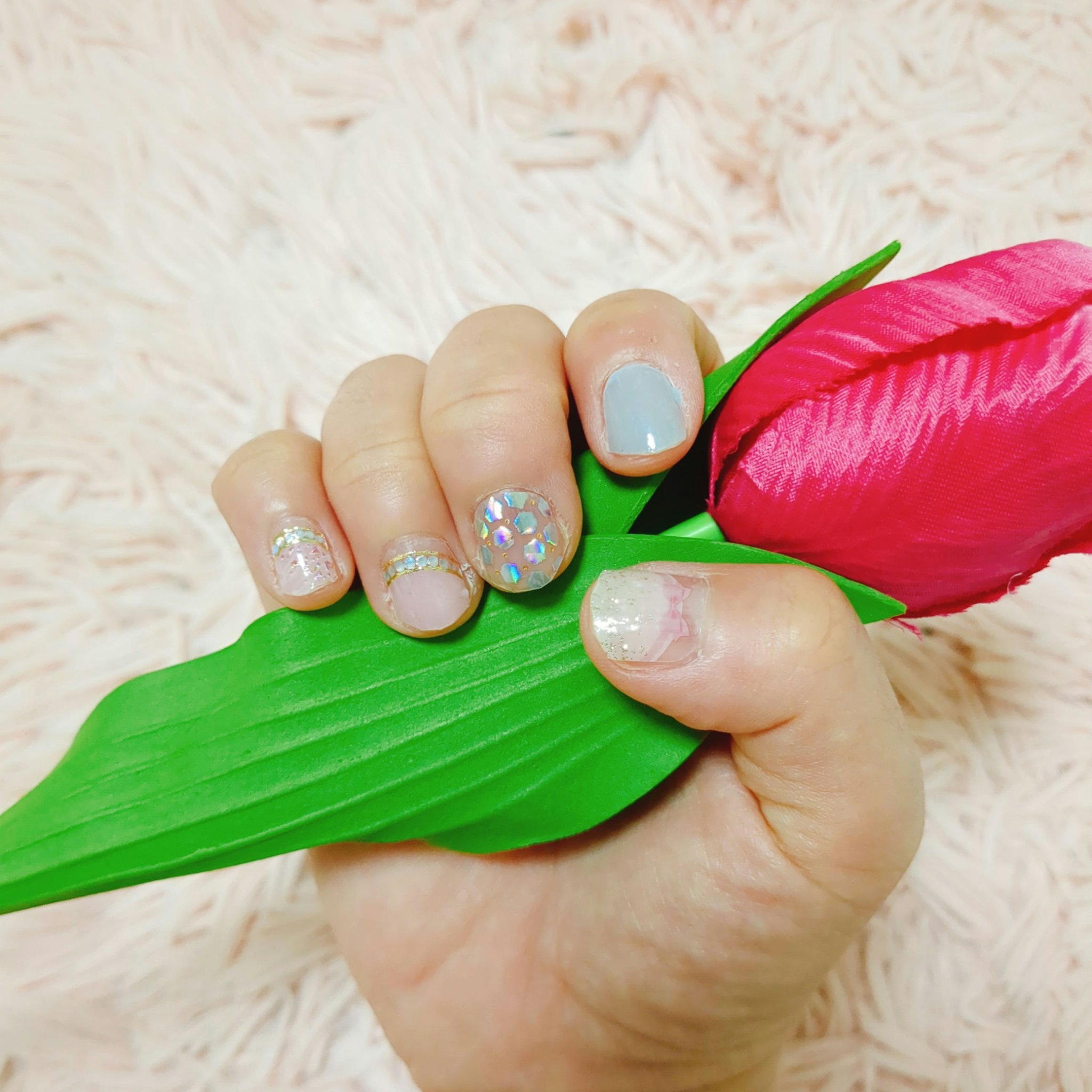 貼るジェルネイル/セリア/ネイルシールを使ったクチコミ（2枚目）