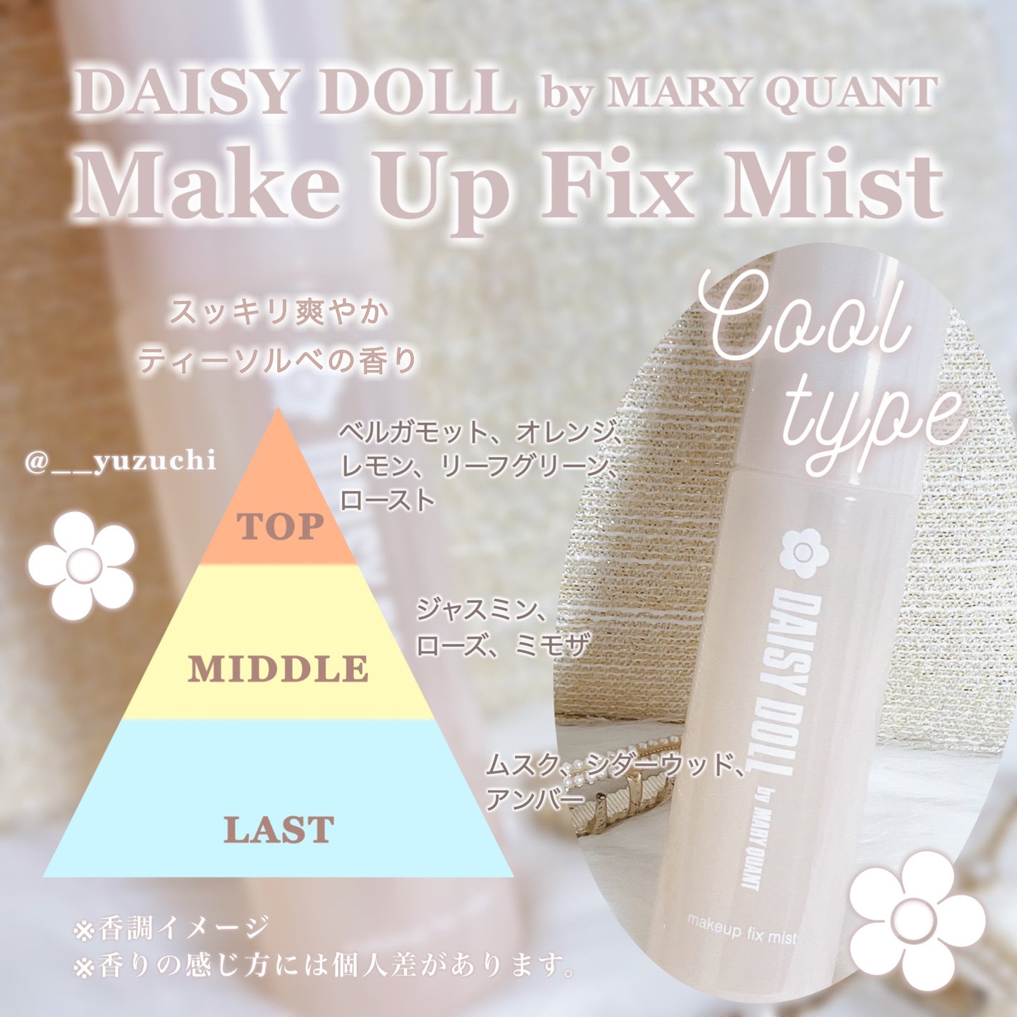 デイジードール メイクアップ フィックス ミスト(ティーソルベの香り)/DAISY DOLL by MARY QUANT/フィックスミストを使ったクチコミ(5枚目)