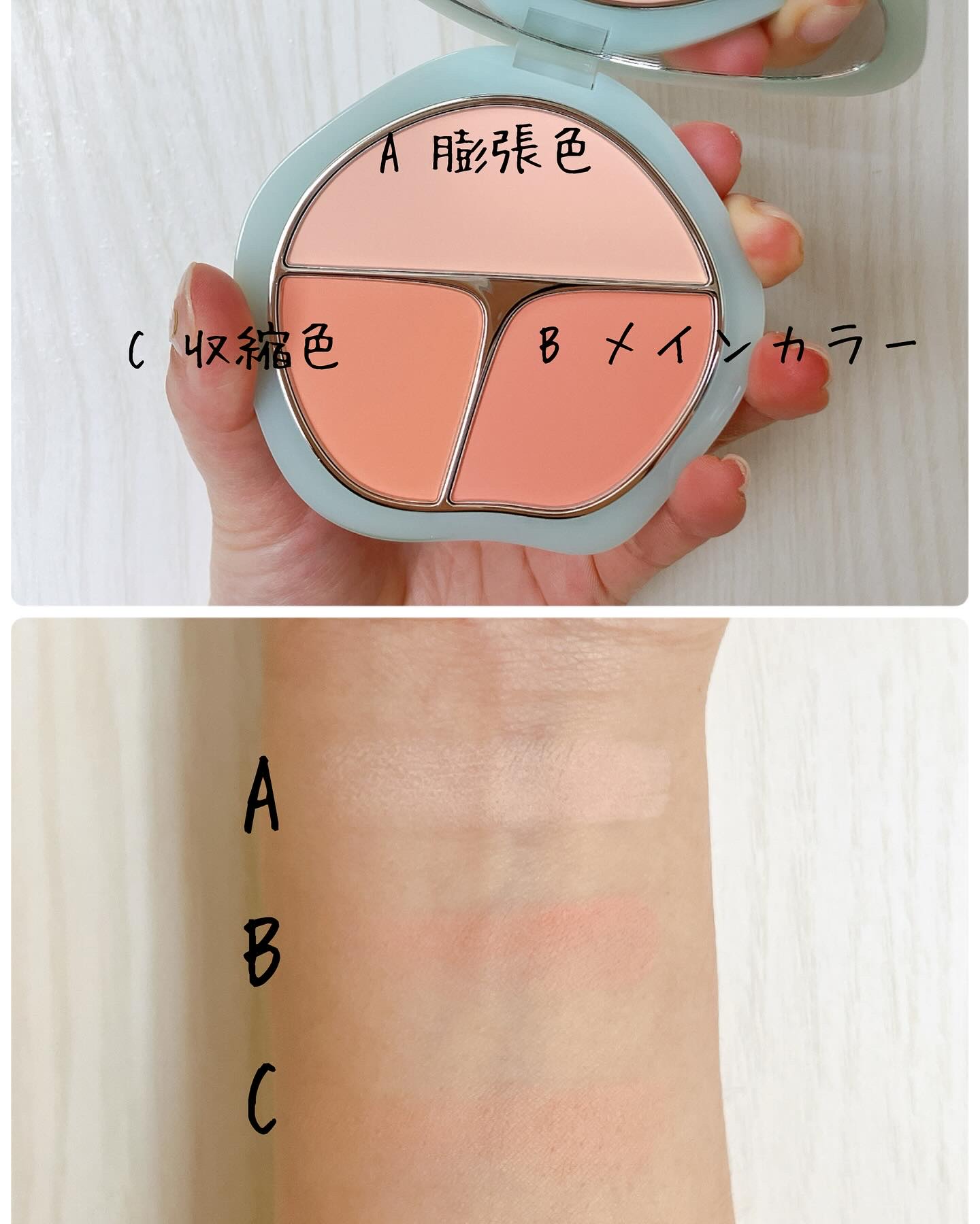 TIMAGE  3色チークパレット/TIMAGE/パウダーチークを使ったクチコミ（3枚目）