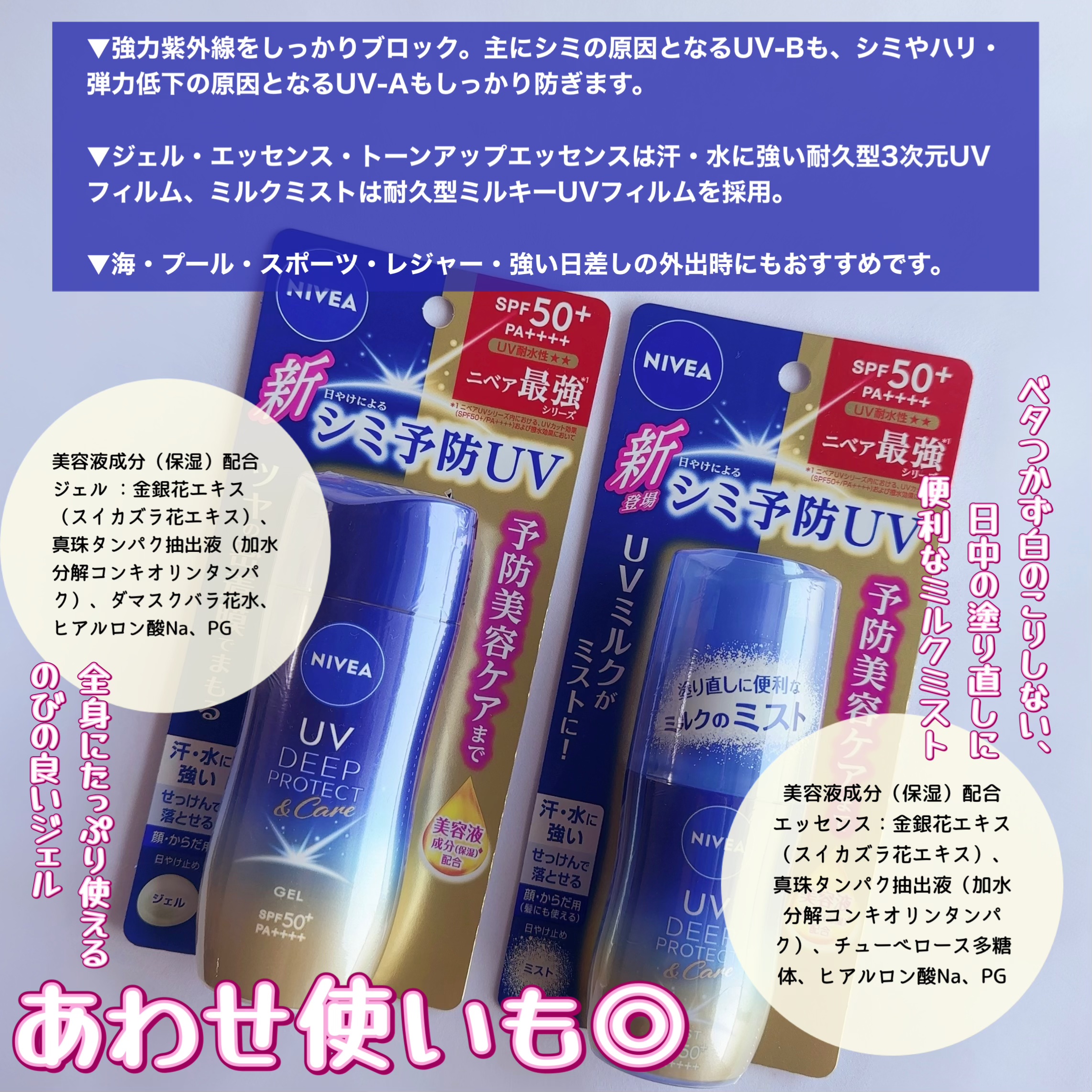 ニベアUV ディーププロテクト＆ケア ミルクミスト/ニベア/日焼け止めミスト・スプレーを使ったクチコミ（2枚目）