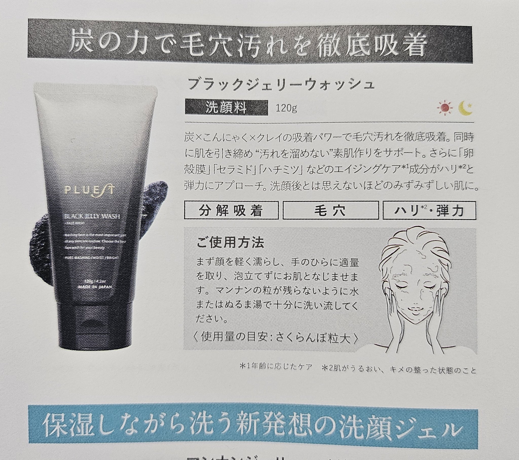 BLACK JELLY WASH（ブラックジェリーウォッシュ）/PLUEST/その他洗顔料を使ったクチコミ（2枚目）