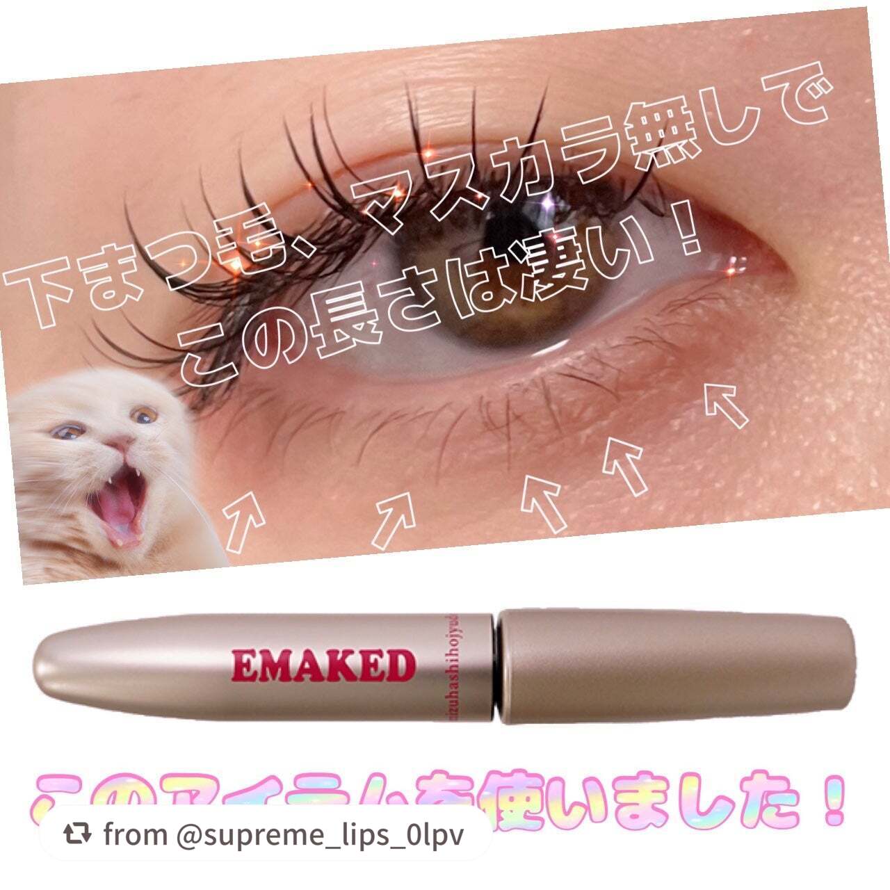 @supreme_lips_0lpv様、素敵な投稿ありがとうございます❤️

エマーキットの効果を実感していただけて嬉しいです✨
まつ毛が丈夫になるので、まつエクの持ちもさらに良くなってるといいですね💓

これからもぜひ続けて使ってくださ