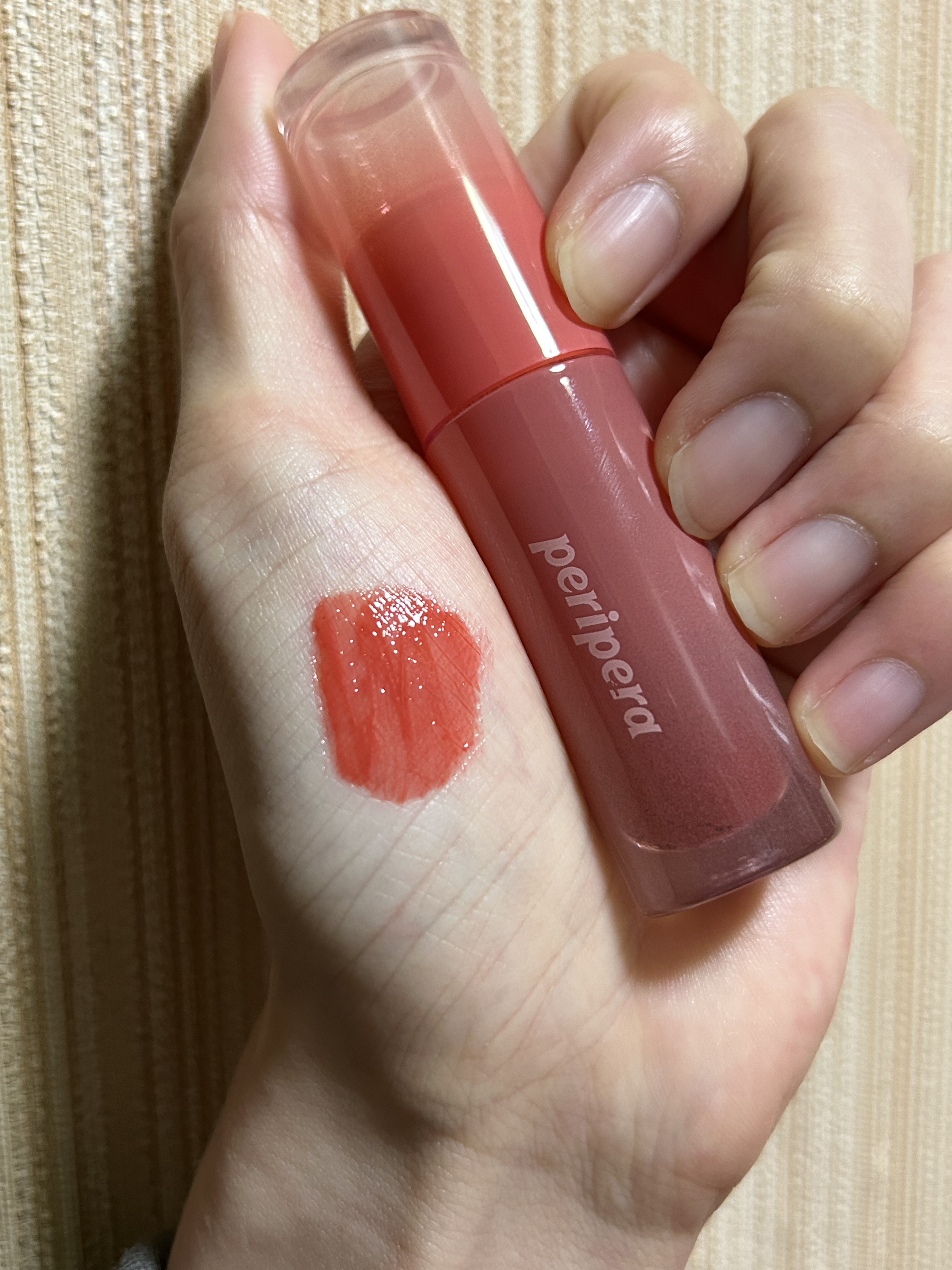 ペリペラ インク ムード グロイ ティント 02 CORAL INFLUENCER(イエベ必須コーラル)/PERIPERA/リップティントを使ったクチコミ（1枚目）