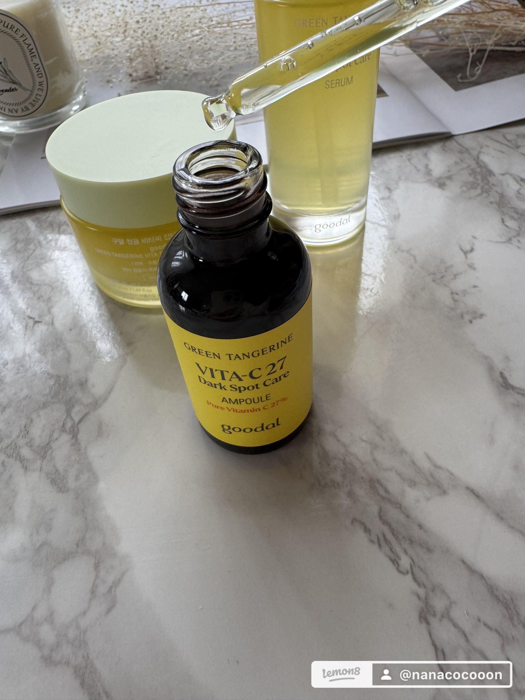 グリーンタンジェリン ビタC ダークスポットケアセラム/goodal/美容液を使ったクチコミ（3枚目）