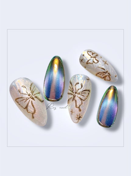 #セルフネイル,#オーロラネイル,#マグネットネイルのネイルデザイン