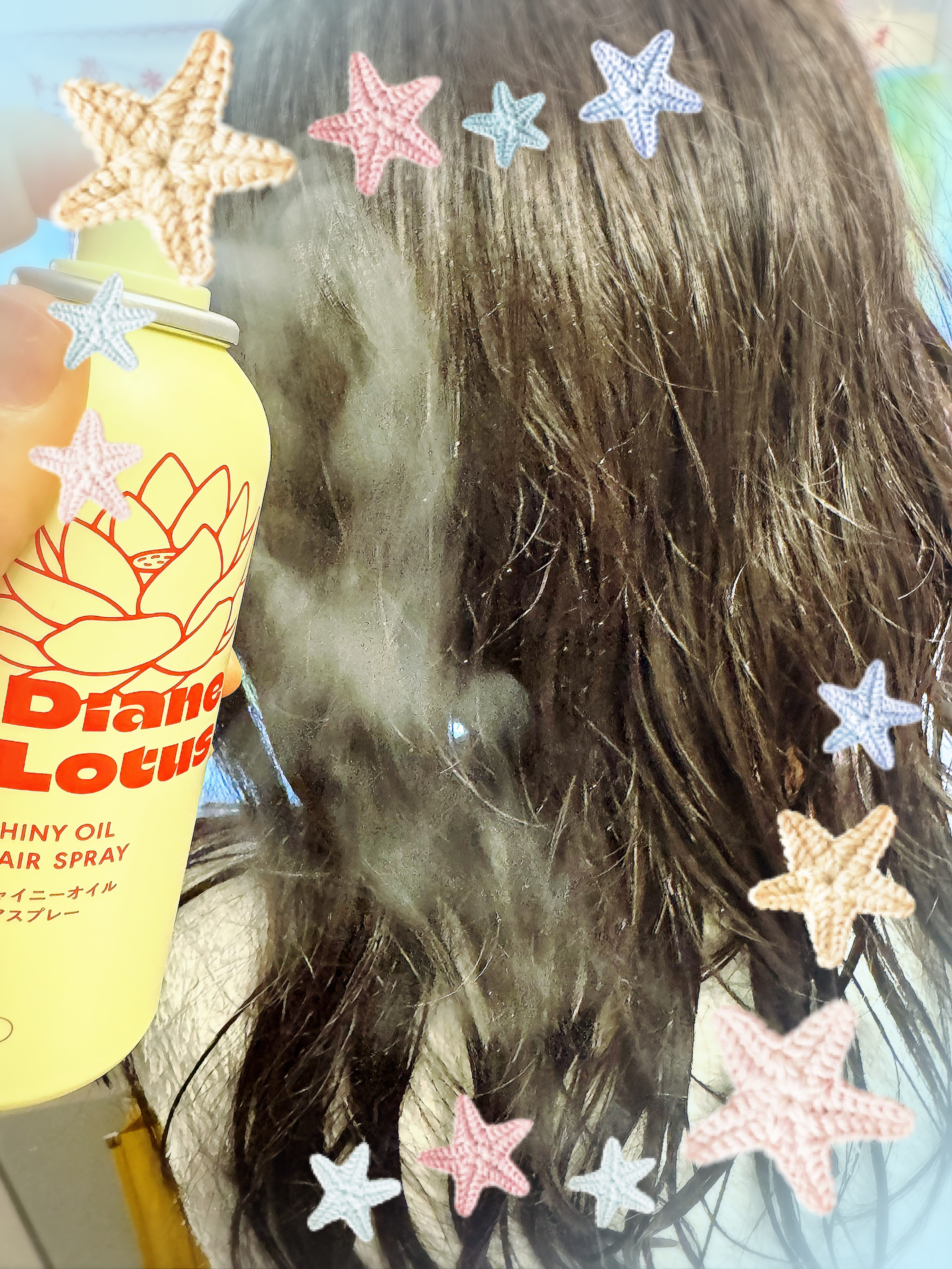 ロータス シャイニーオイル ヘアスプレー ピーチ＆ホワイトティーの香り/ダイアン/ヘアスプレーを使ったクチコミ（2枚目）