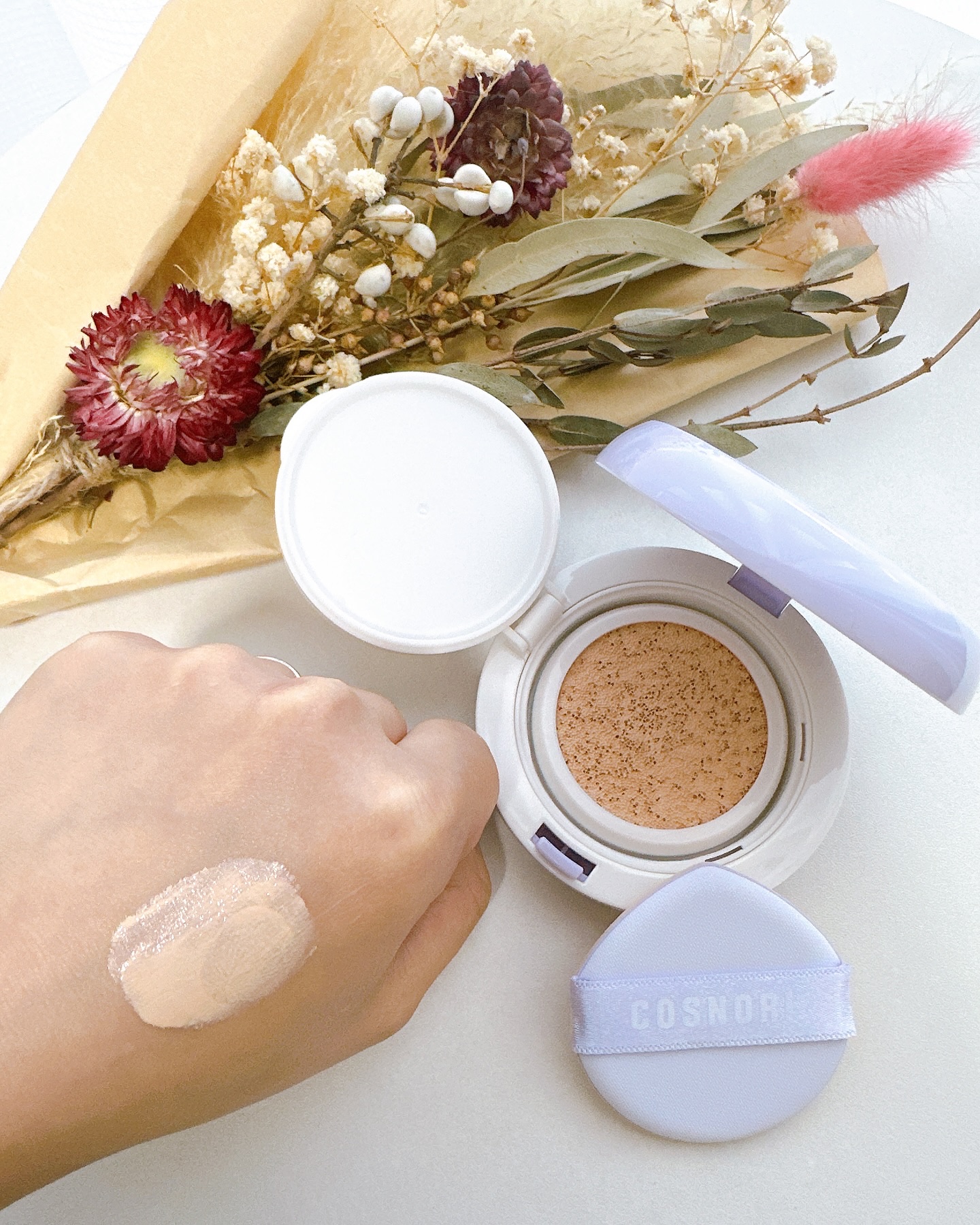 パンテノールバリアクッション/COSNORI/クッションファンデーションを使ったクチコミ（2枚目）