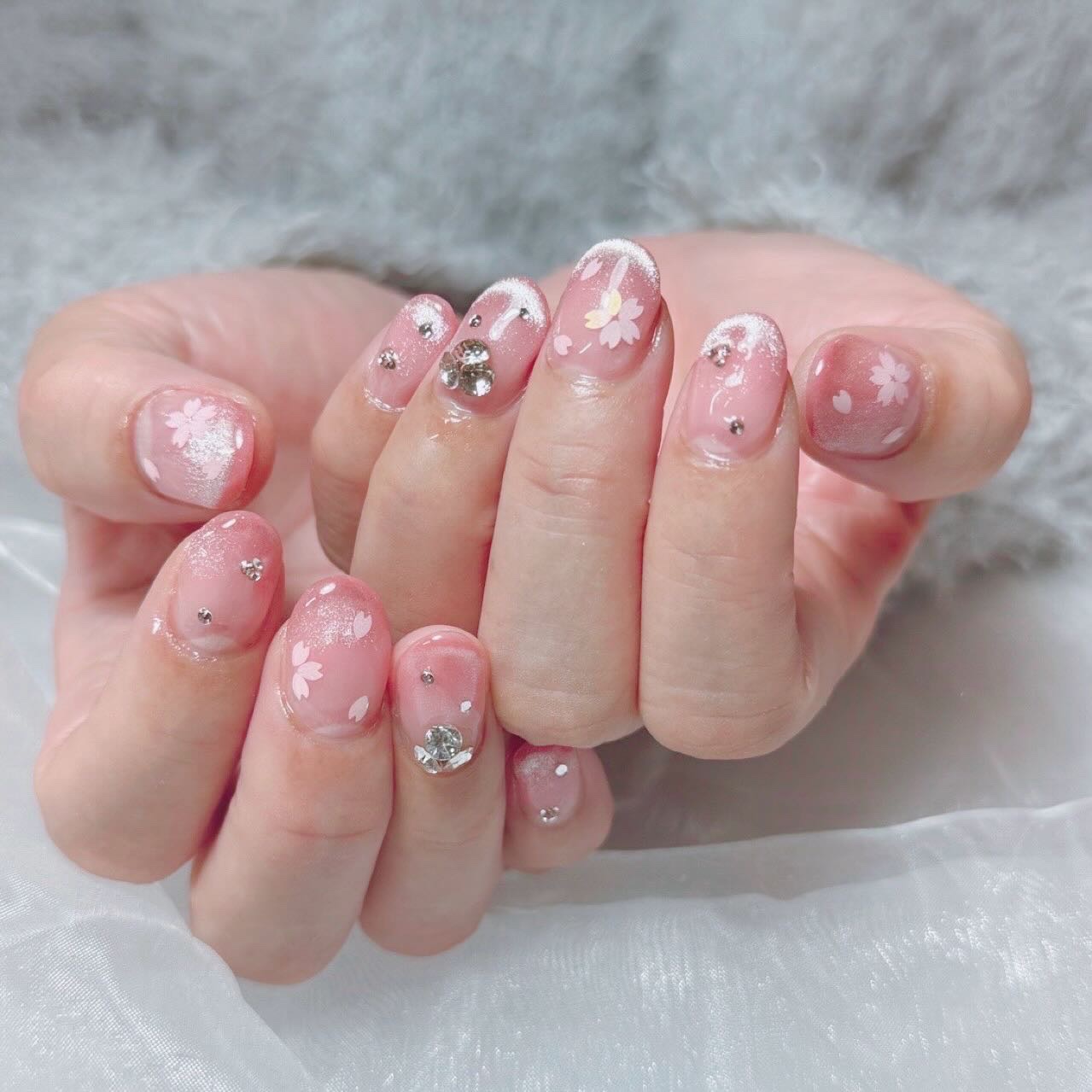 #ジェルネイル,#桜ネイル,#チークネイル,#マグネットネイル,#春ネイルのネイルデザイン