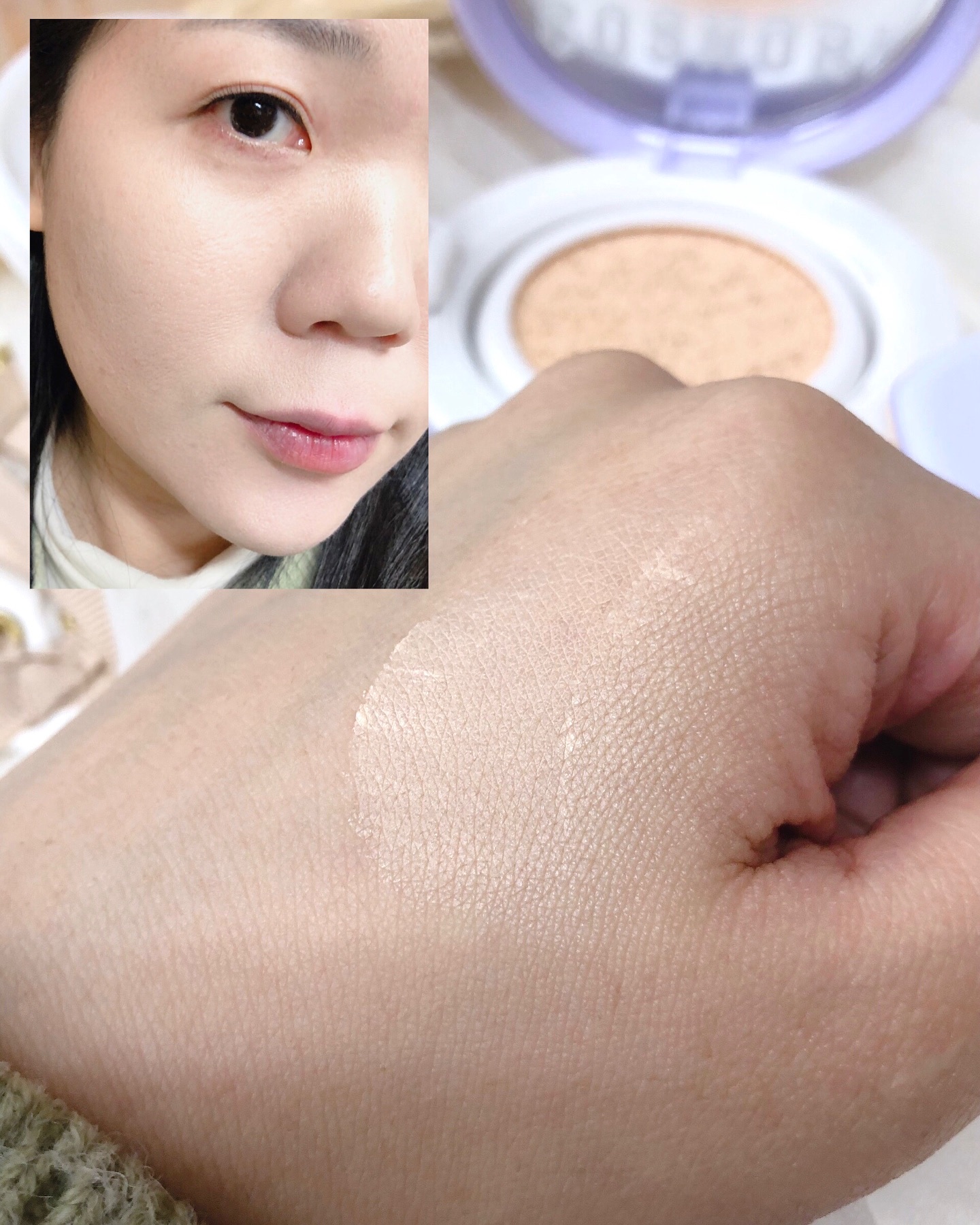 パンテノールバリアクッション/COSNORI/クッションファンデーションを使ったクチコミ（2枚目）