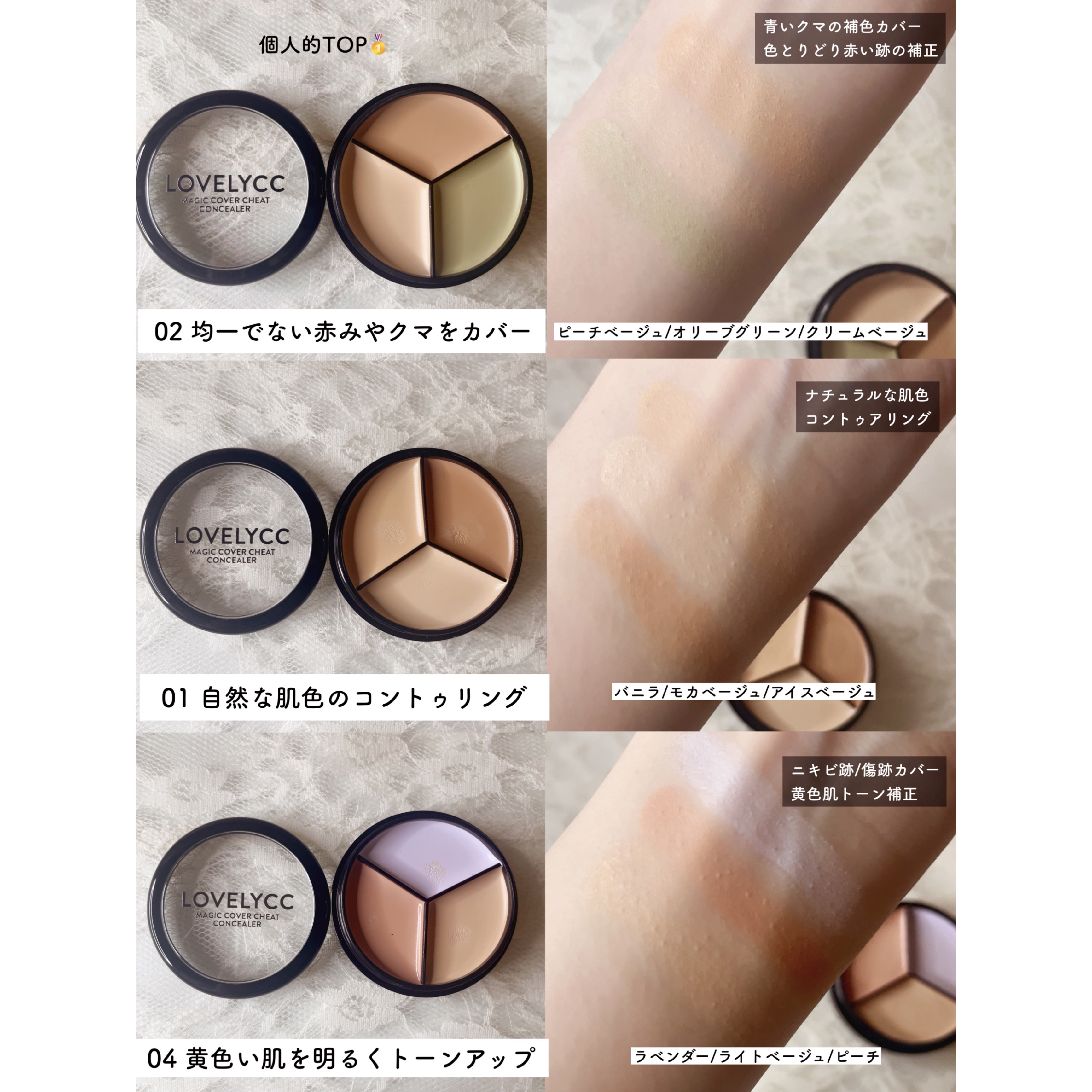 lovelycc マジックカバーチートコンシーラー/LOVELYCC/パレットコンシーラーを使ったクチコミ（2枚目）