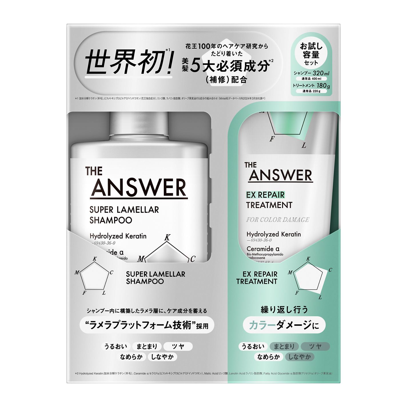 THE ANSWER スーパーラメラシャンプー&EXリペアトリートメント お試し容量ペア THE ANSWER