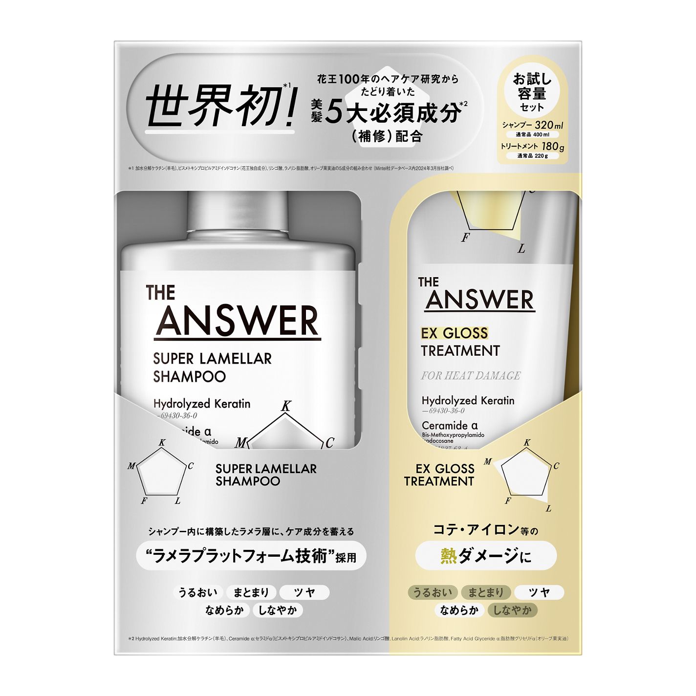 THE ANSWER スーパーラメラシャンプー&EXグロストリートメント お試し容量ペア / THE ANSWER