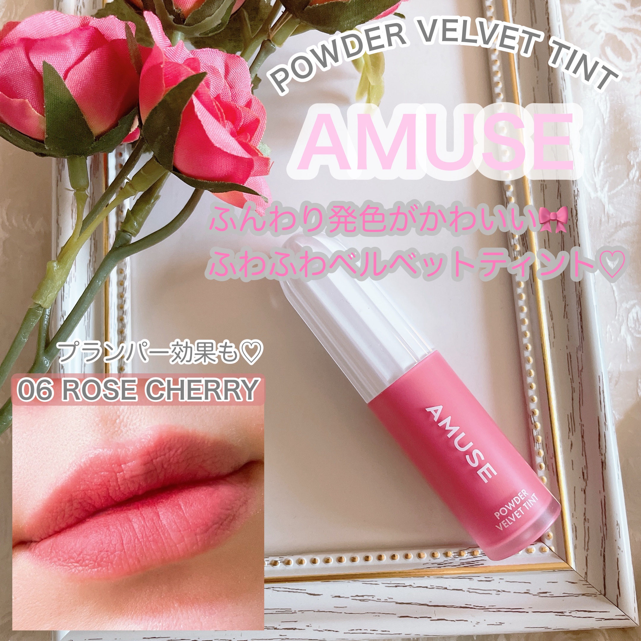 パウダーベルベットティント/AMUSE/リップティントを使ったクチコミ（1枚目）