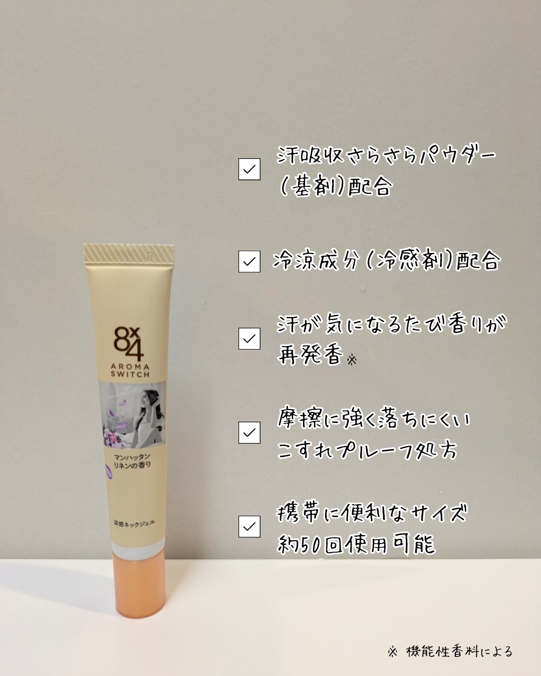 8x4 アロマスイッチ 涼感ネックジェル マンハッタンリネンの香り/８ｘ４/デオドラント・制汗剤を使ったクチコミ（2枚目）