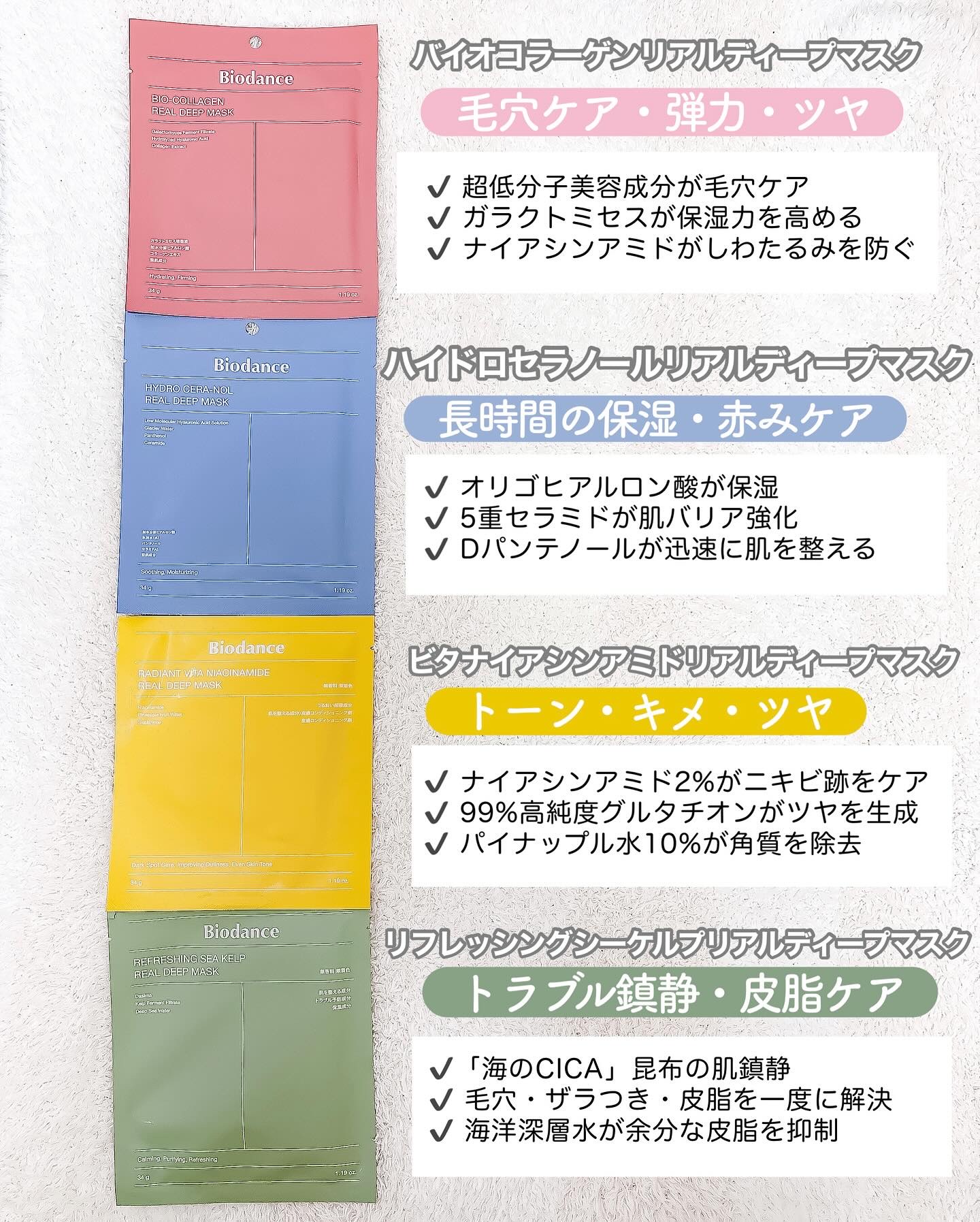 Biodanceのシートマスク・パックを徹底比較】バイオコラーゲンリアル