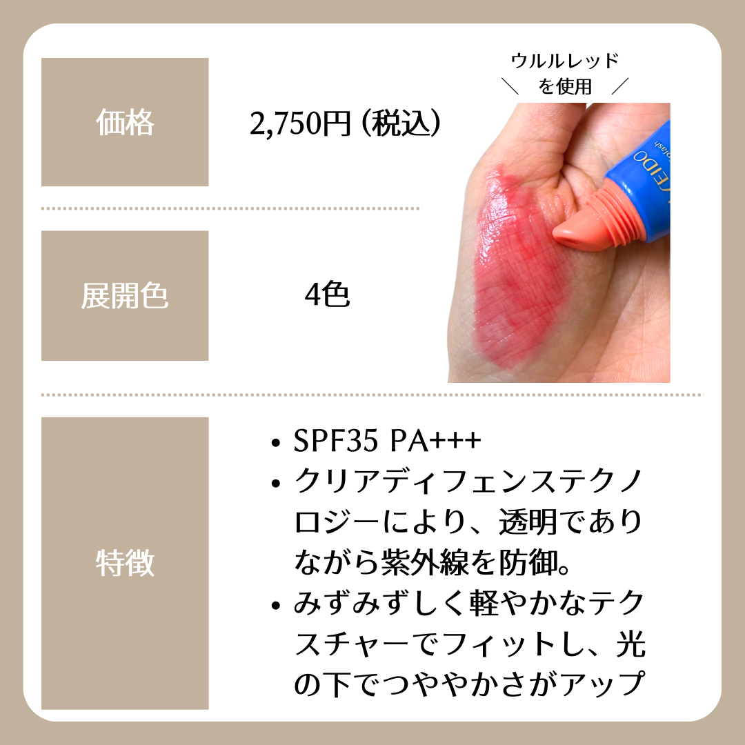 サンケア UVリップカラースプラッシュ/SHISEIDO/リップグロスを使ったクチコミ(2枚目)