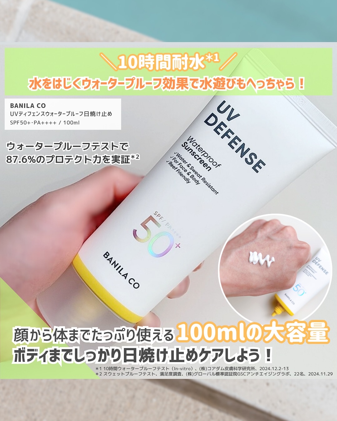 UVディフェンスウォータープルーフ日焼け止め/BANILA CO/日焼け止めローションを使ったクチコミ（2枚目）