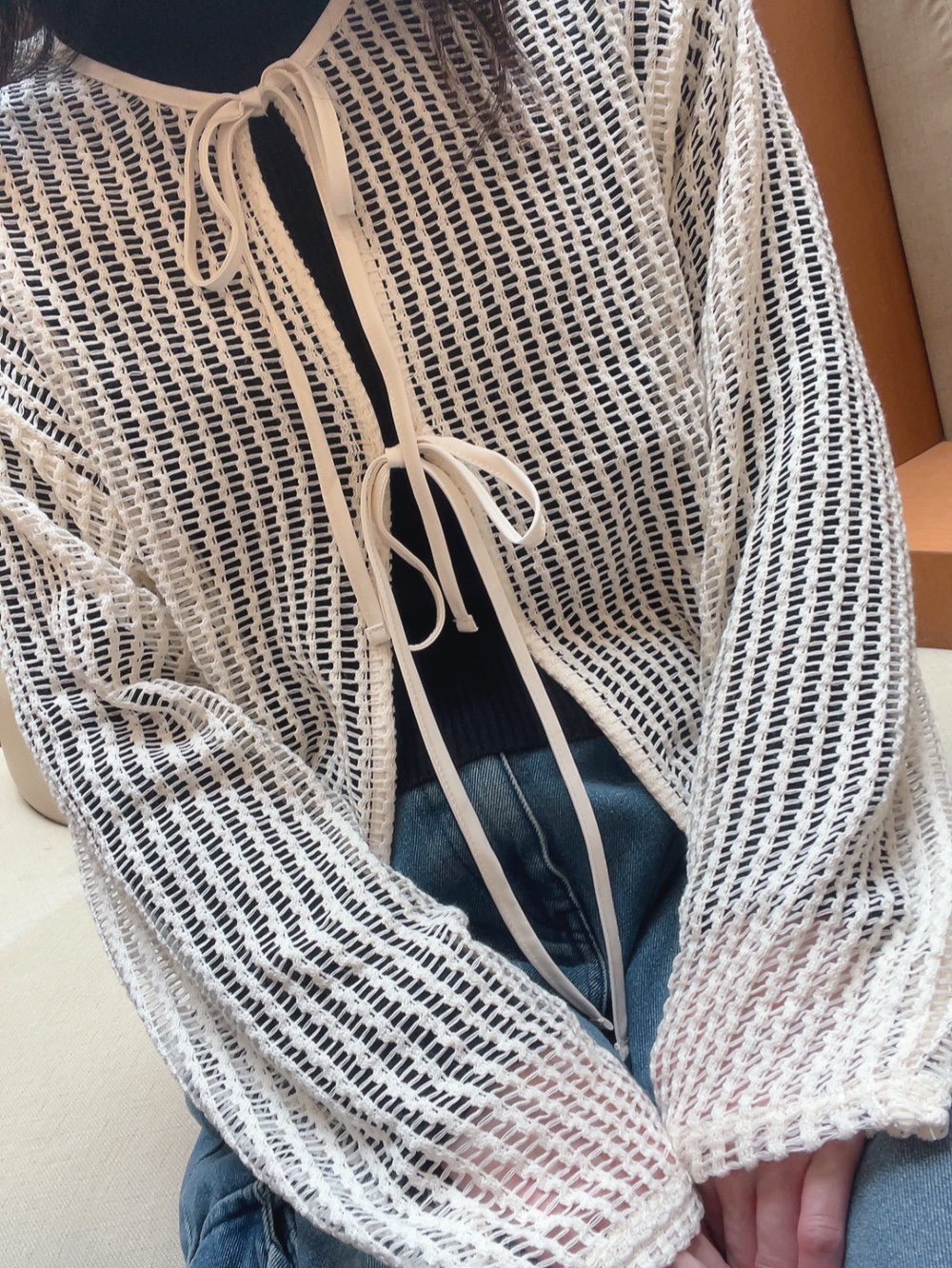 チェック柄リボンシャーリングフリルトップス/GRL/その他を使ったクチコミ（2枚目）